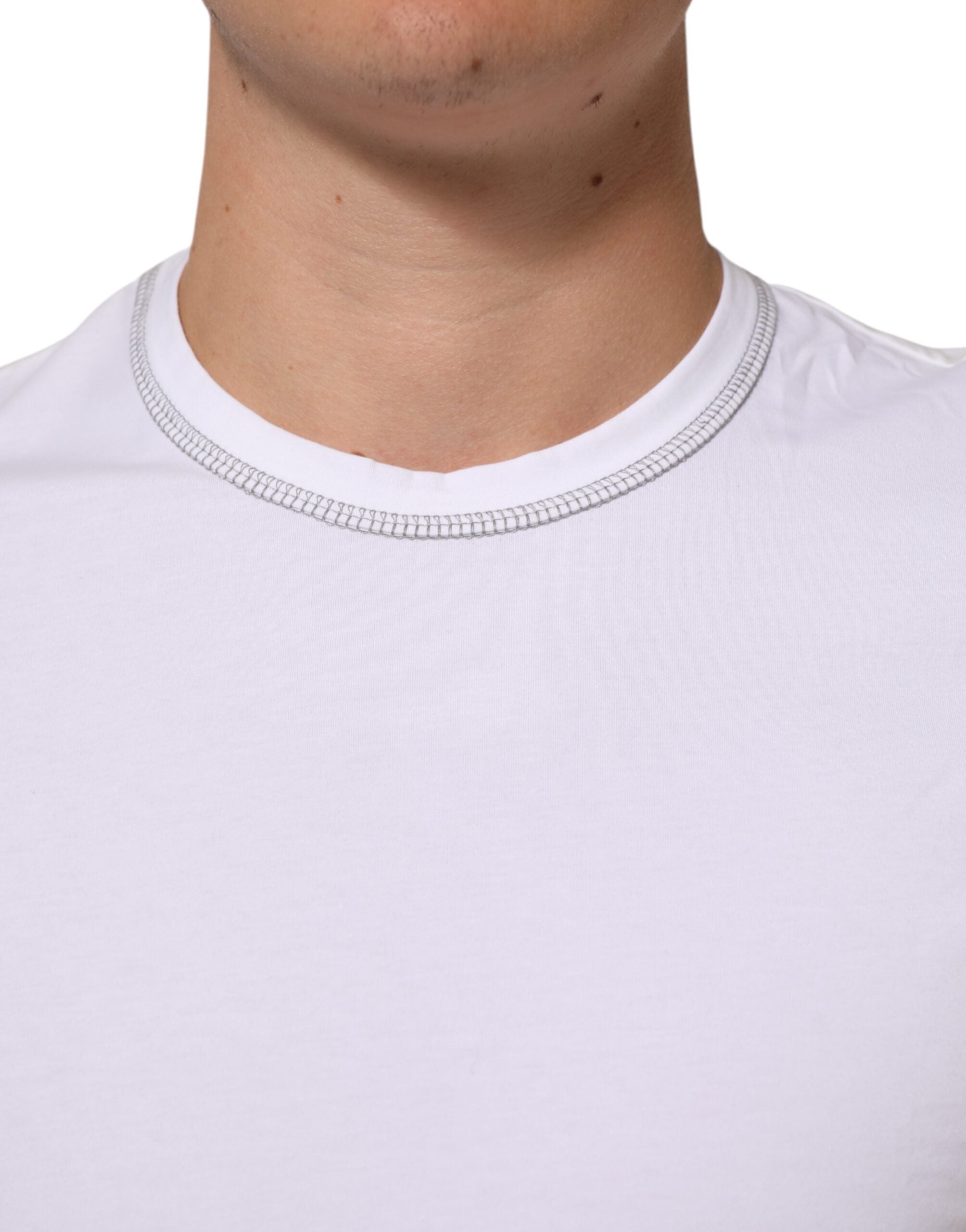 Dolce & Gabbana White Cotton Round Neck Men Underwear Men's T-shirt (Pre-Owned)