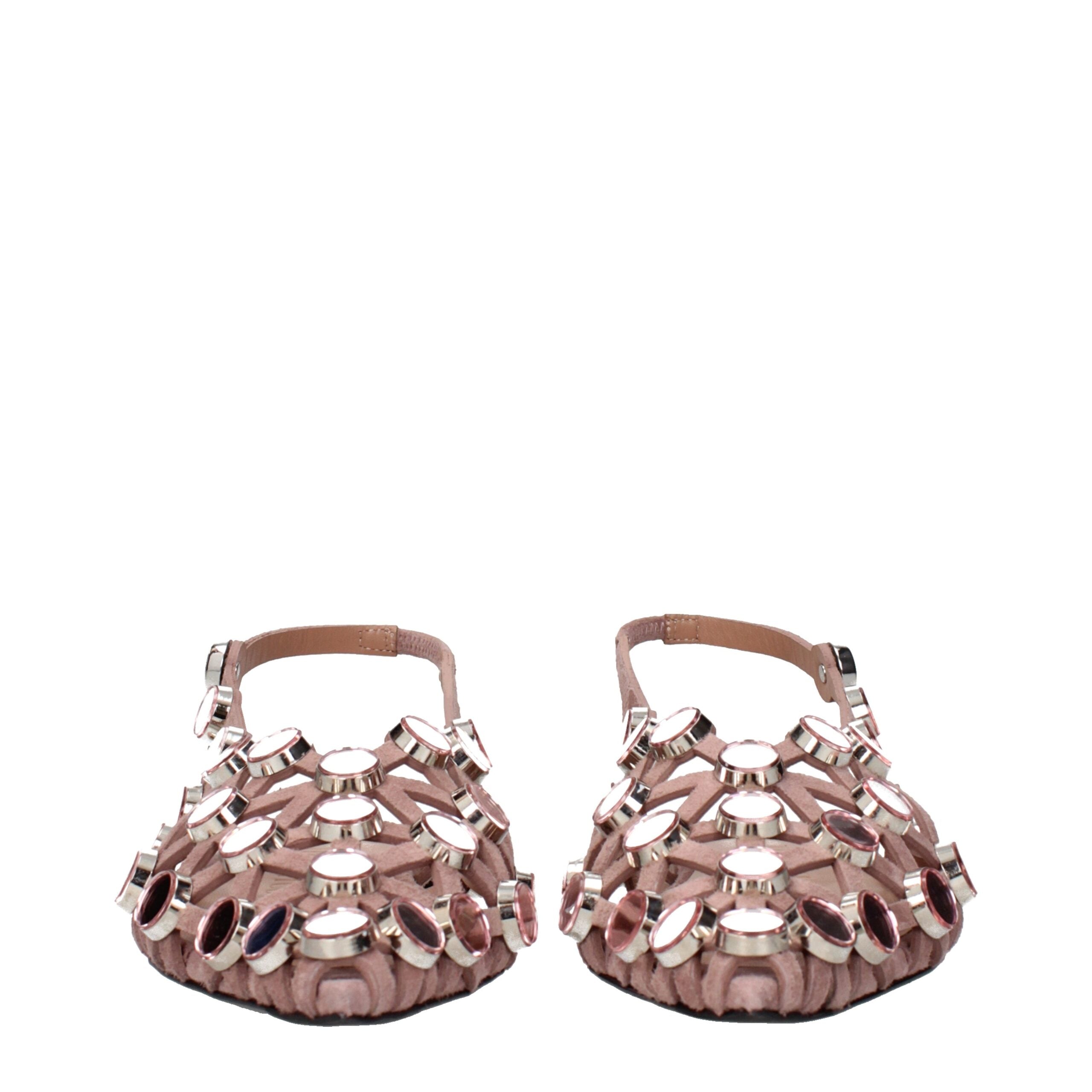 The Attico Pink Leather Ballet Women's Flats