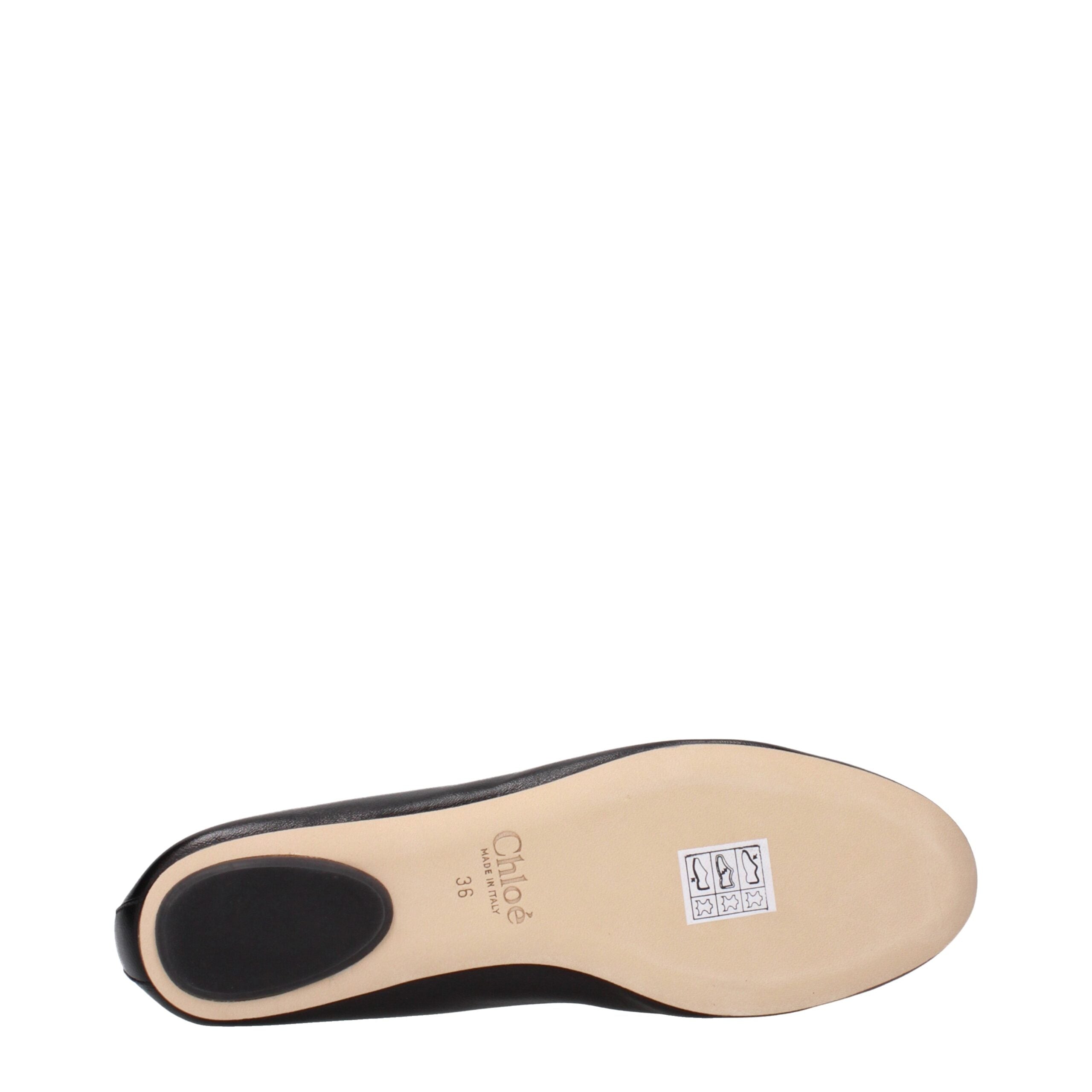 Chloé Black Leather Ballet Women's Flats
