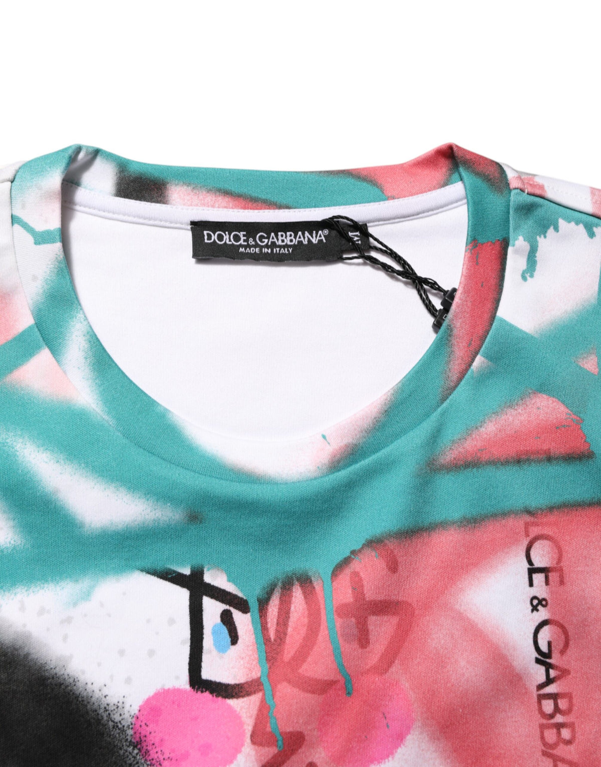 Dolce & Gabbana White Graffiti Crew Neck Short Sleeves Men's T-shirt