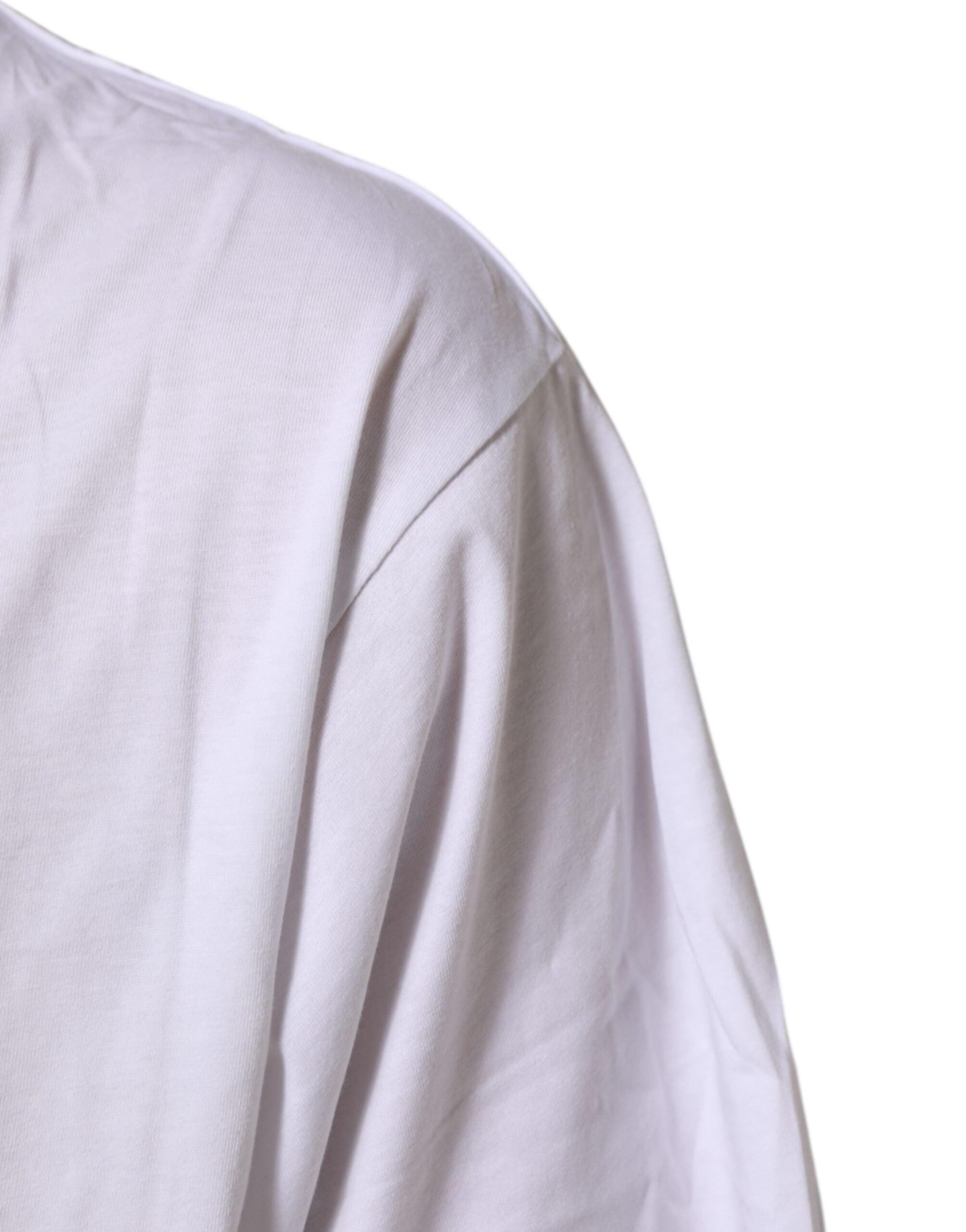 Dolce & Gabbana White Graphic Print Cotton Crew Neck Men's T-shirt