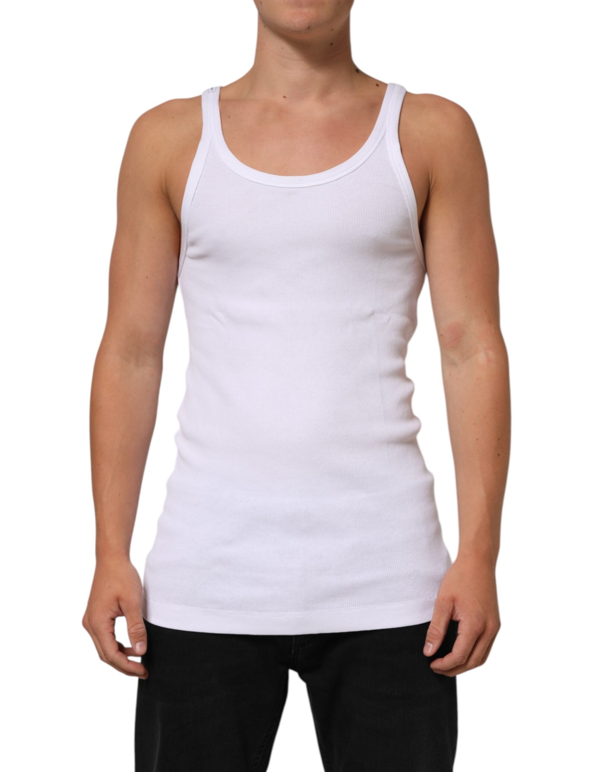 Dolce & Gabbana White Sleeveless Round Neck Tank Top Men's T-shirt