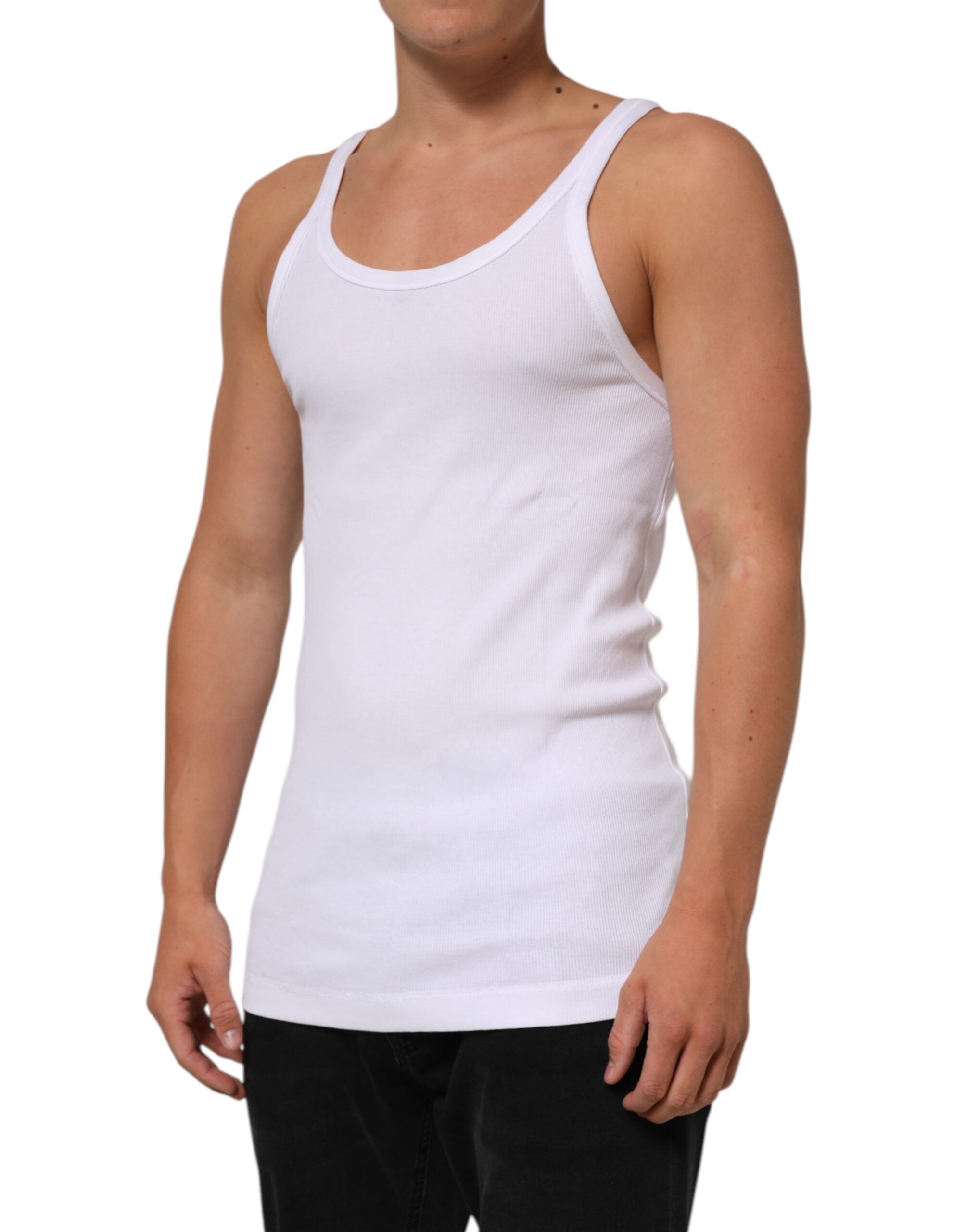 Dolce & Gabbana White Sleeveless Round Neck Tank Top Men's T-shirt