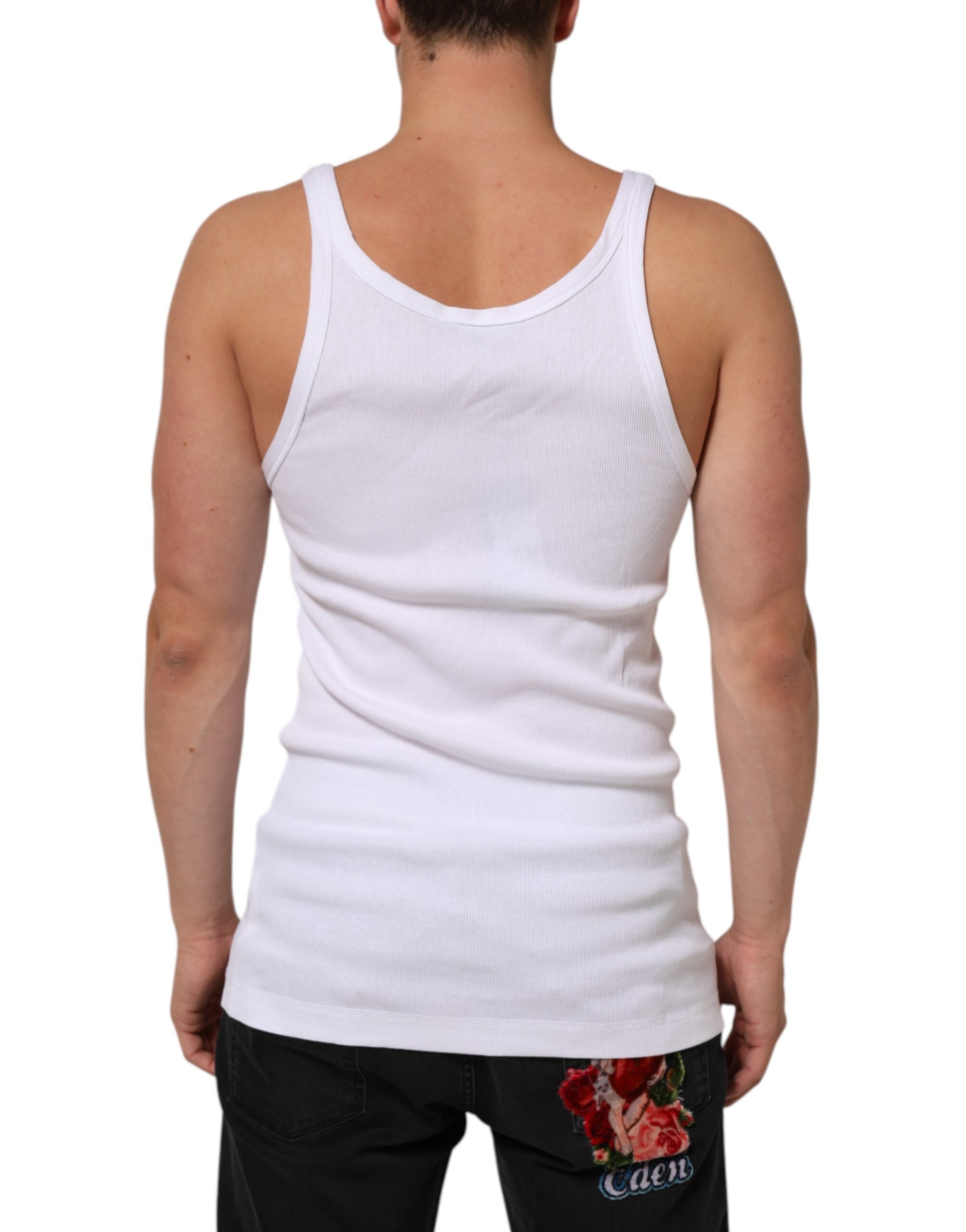 Dolce & Gabbana White Sleeveless Round Neck Tank Top Men's T-shirt