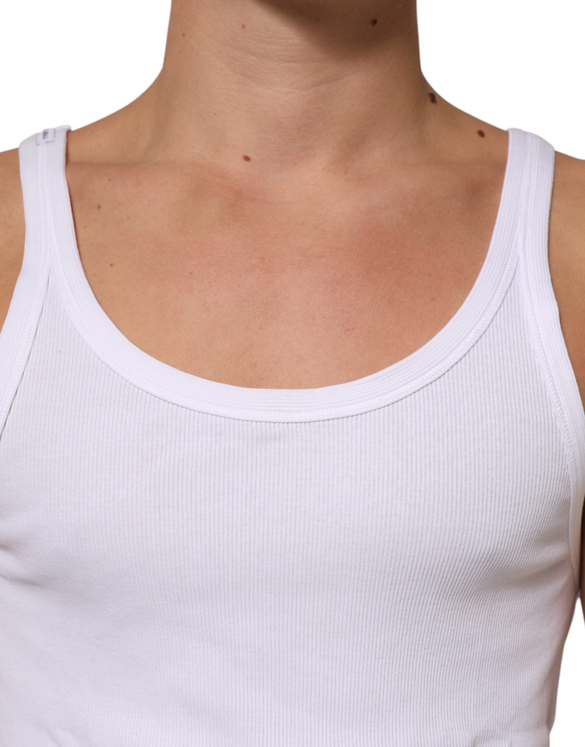 Dolce & Gabbana White Sleeveless Round Neck Tank Top Men's T-shirt