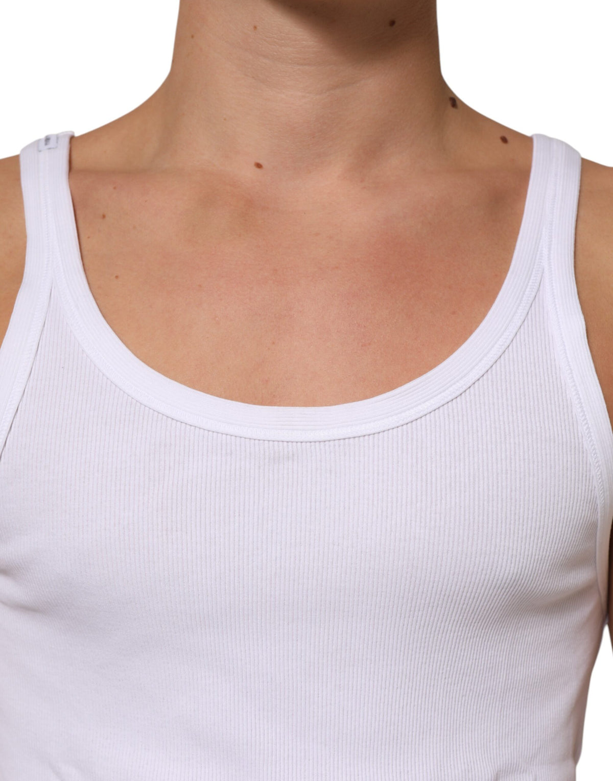 Dolce & Gabbana White Sleeveless Round Neck Tank Top Men's T-shirt