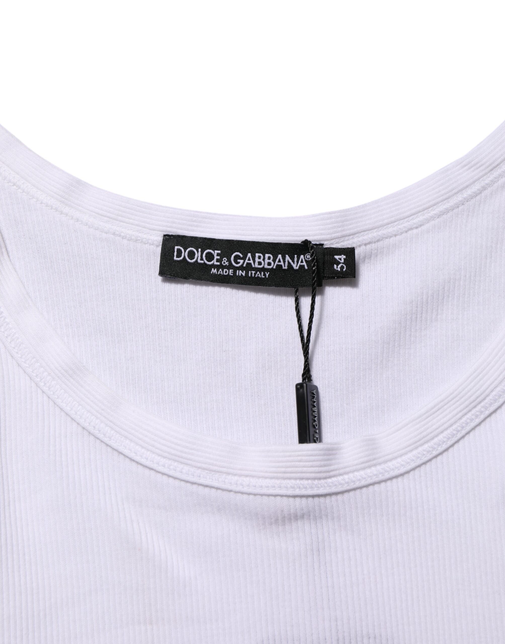 Dolce & Gabbana White Sleeveless Round Neck Tank Top Men's T-shirt