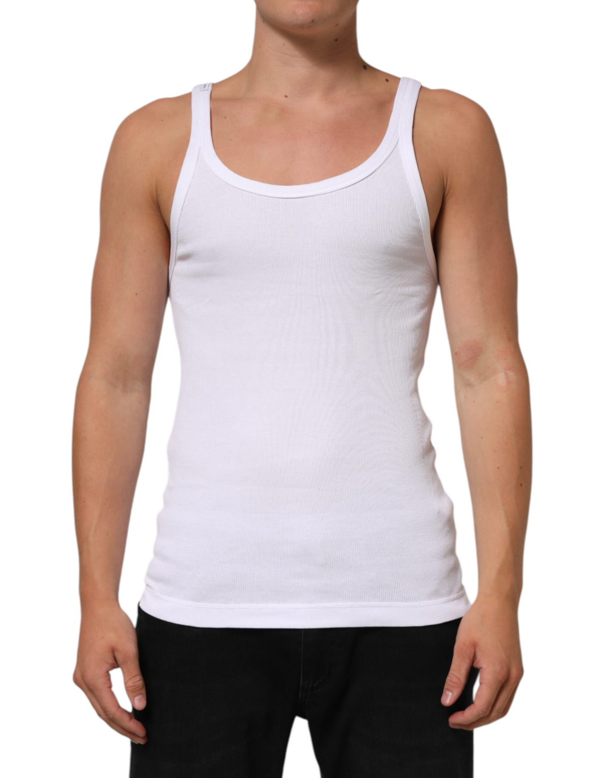 Dolce & Gabbana White Sleeveless Round Neck Tank Top Men's T-shirt
