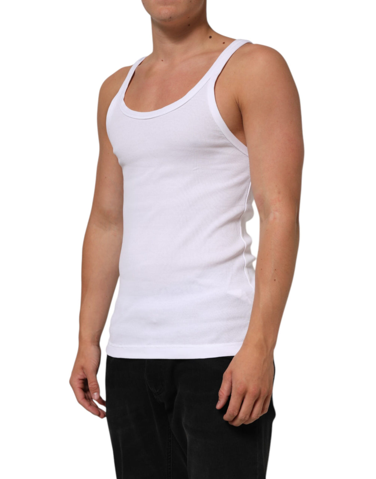 Dolce & Gabbana White Sleeveless Round Neck Tank Top Men's T-shirt