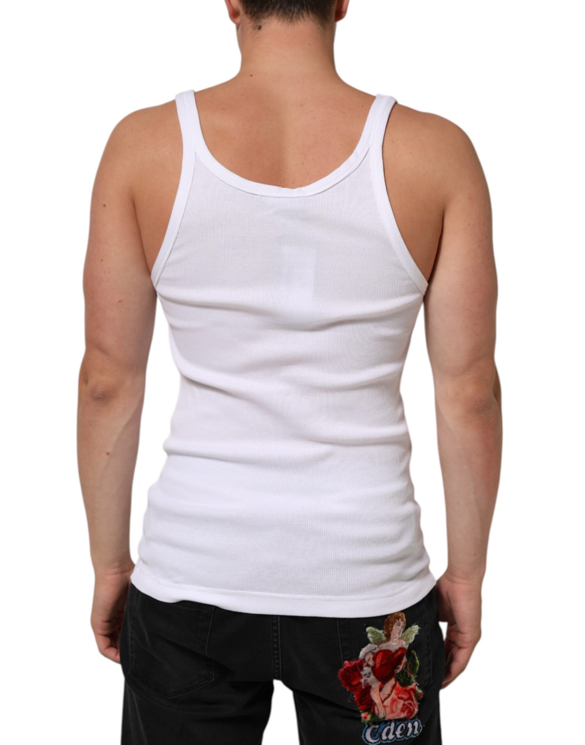 Dolce & Gabbana White Sleeveless Round Neck Tank Top Men's T-shirt
