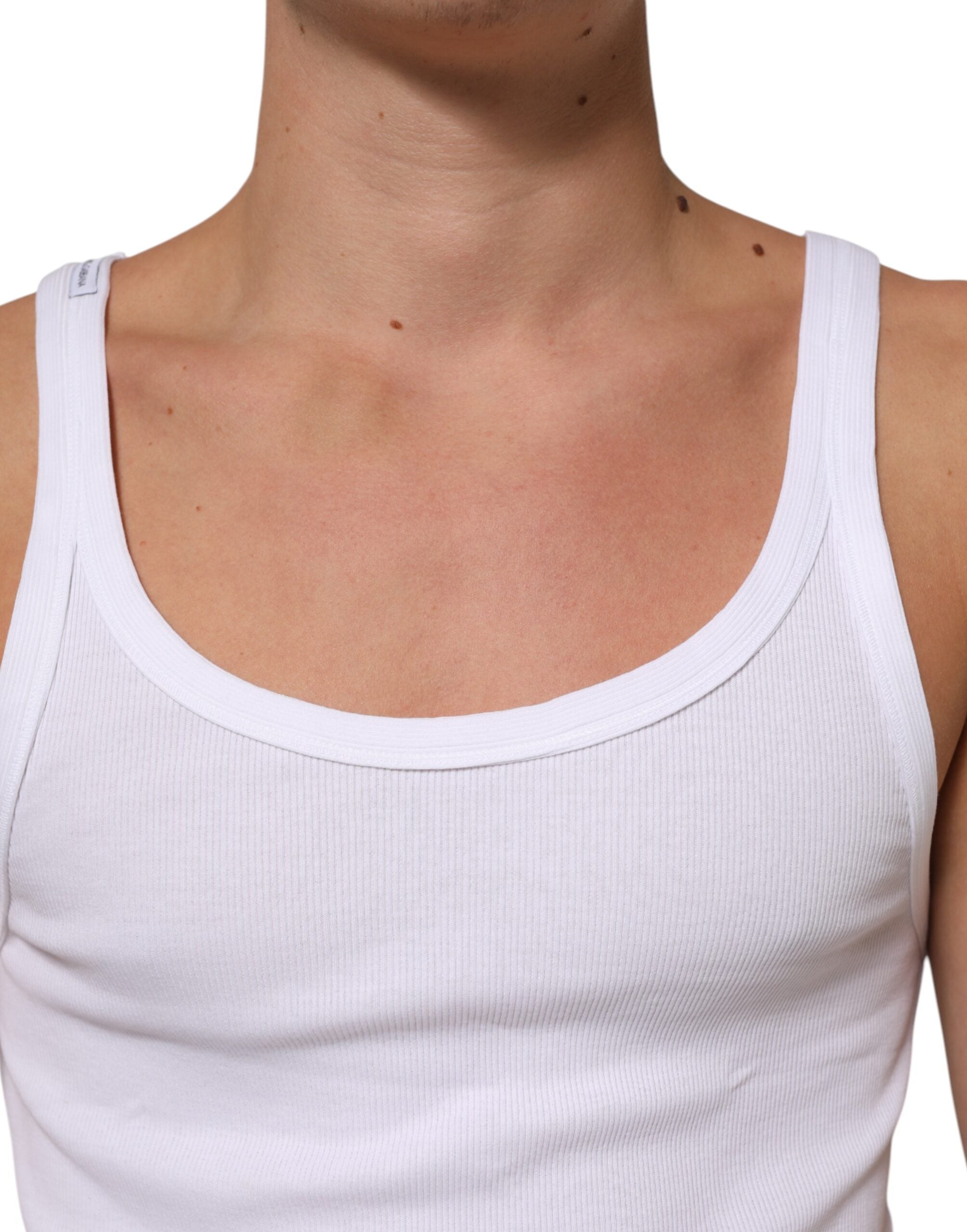 Dolce & Gabbana White Sleeveless Round Neck Tank Top Men's T-shirt