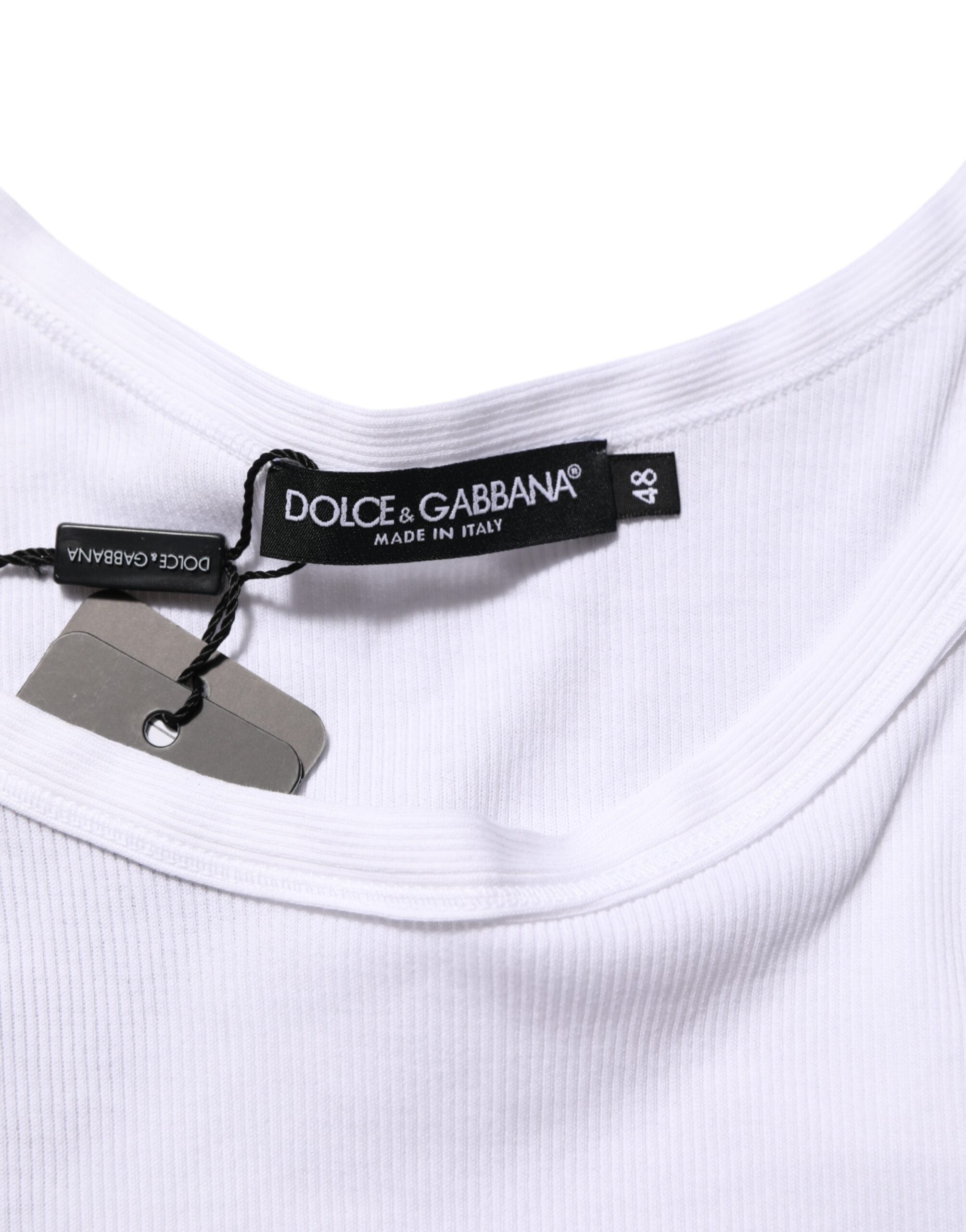Dolce & Gabbana White Sleeveless Round Neck Tank Top Men's T-shirt