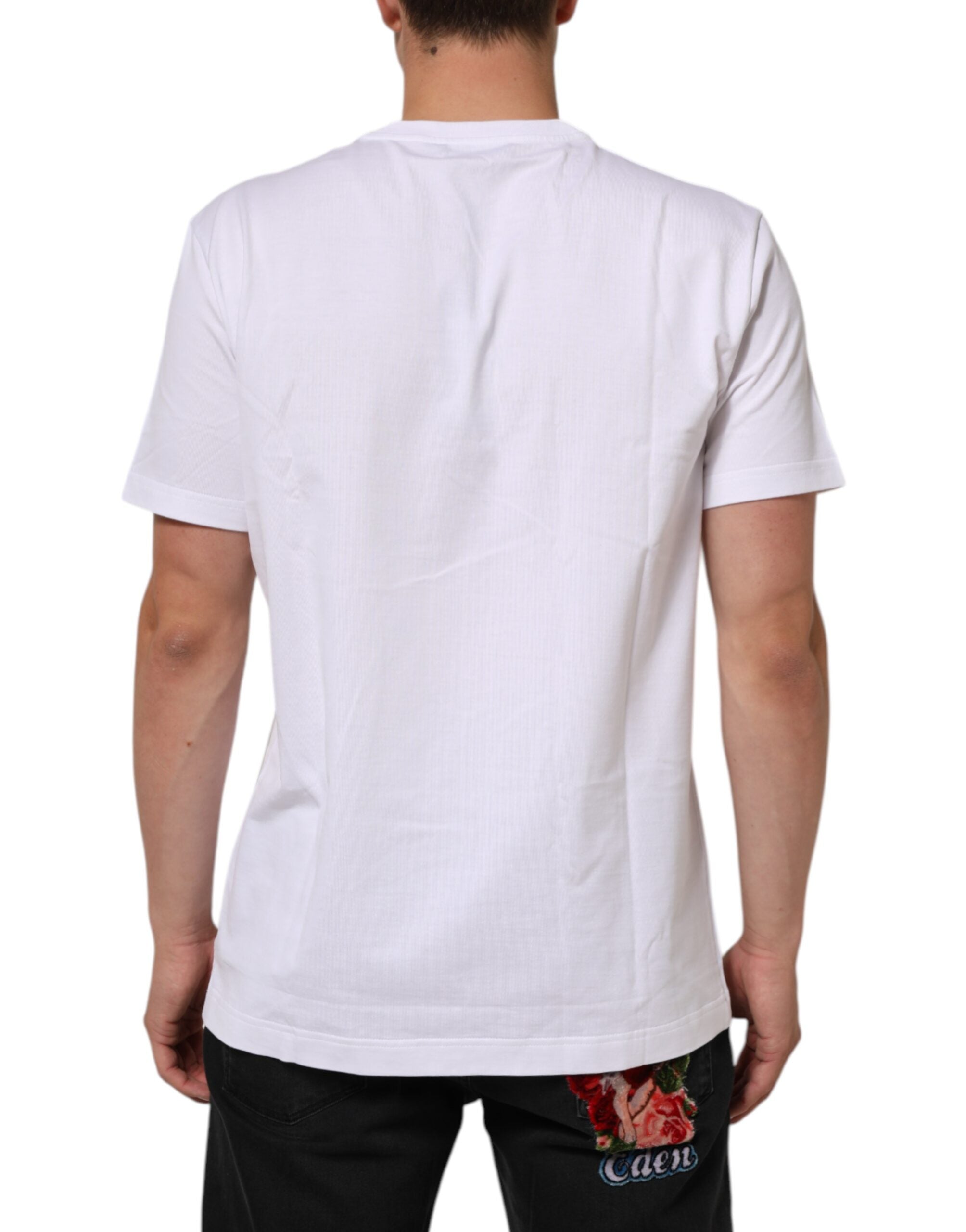 Dolce & Gabbana White Cotton Crew Neck Short Sleeves Men's T-shirt
