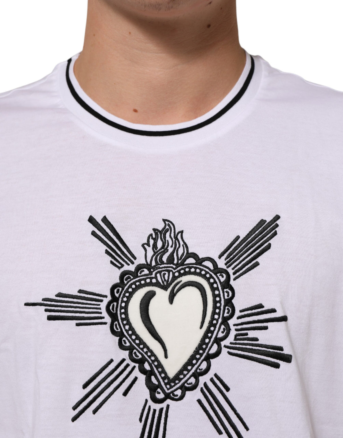 Dolce & Gabbana White Sacred Heart Short Sleeve Men Men's T-shirt