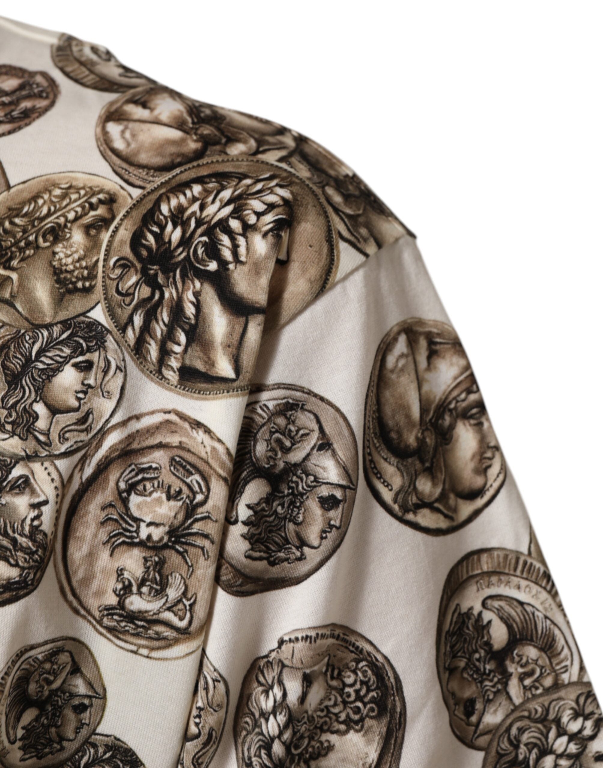 Dolce & Gabbana White Coin Print Cotton Crew Neck Men Men's T-shirt (Pre-Owned)