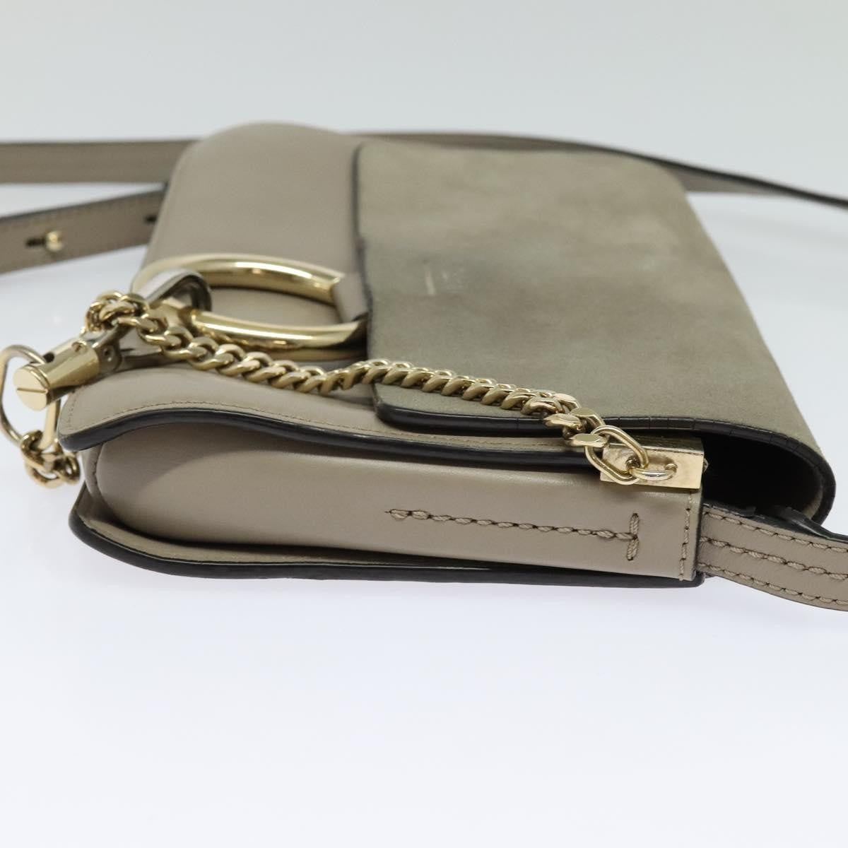 Chloe Faye Leather And Suede Beige Leather Shoulder Bag Bag (Pre-Owned)