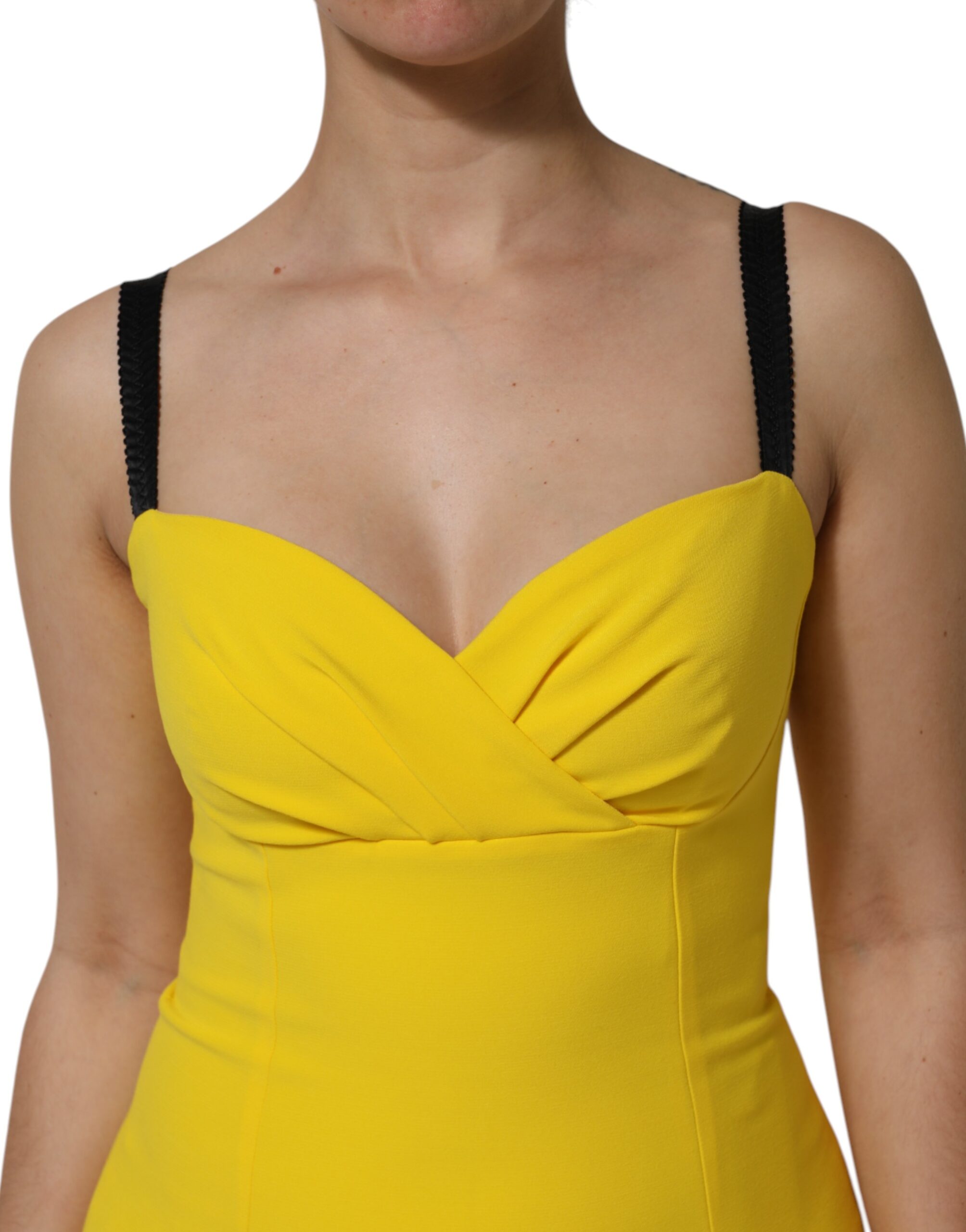 Dolce & Gabbana Yellow Polyester Sleeveless Sheath Midi Women's Dress (Pre-Owned)