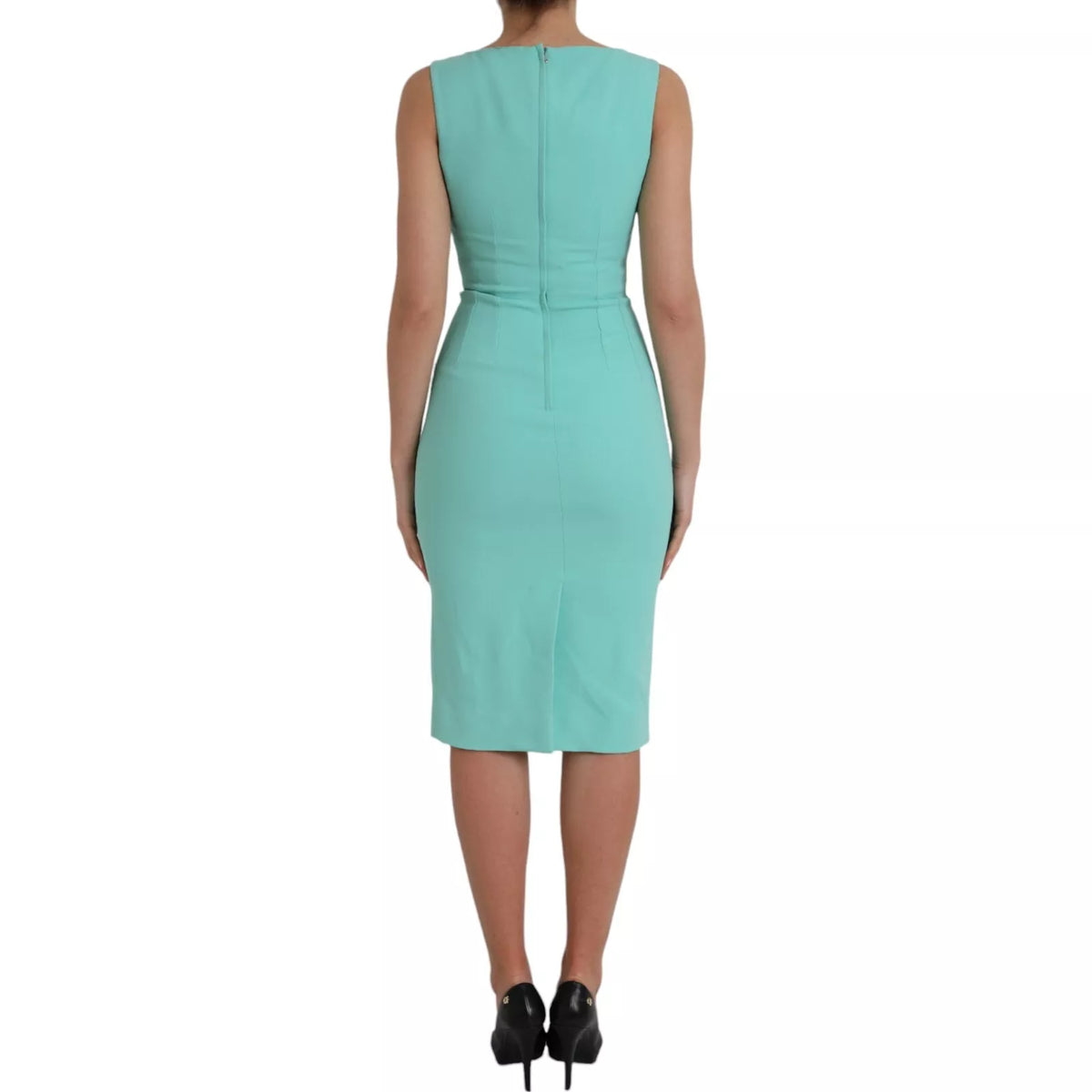 Dolce & Gabbana Green Viscose Sleeveless Sheath Midi Women's Dress (Pre-Owned)