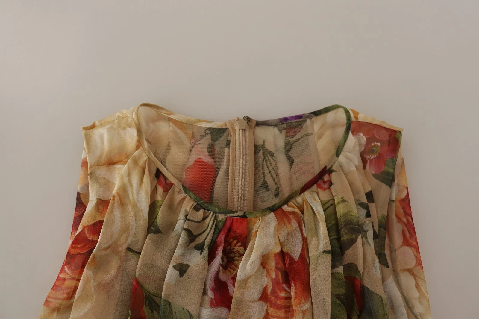 Dolce & Gabbana Beige Floral Sleeveless A-line Mini Women's Dress (Pre-Owned)