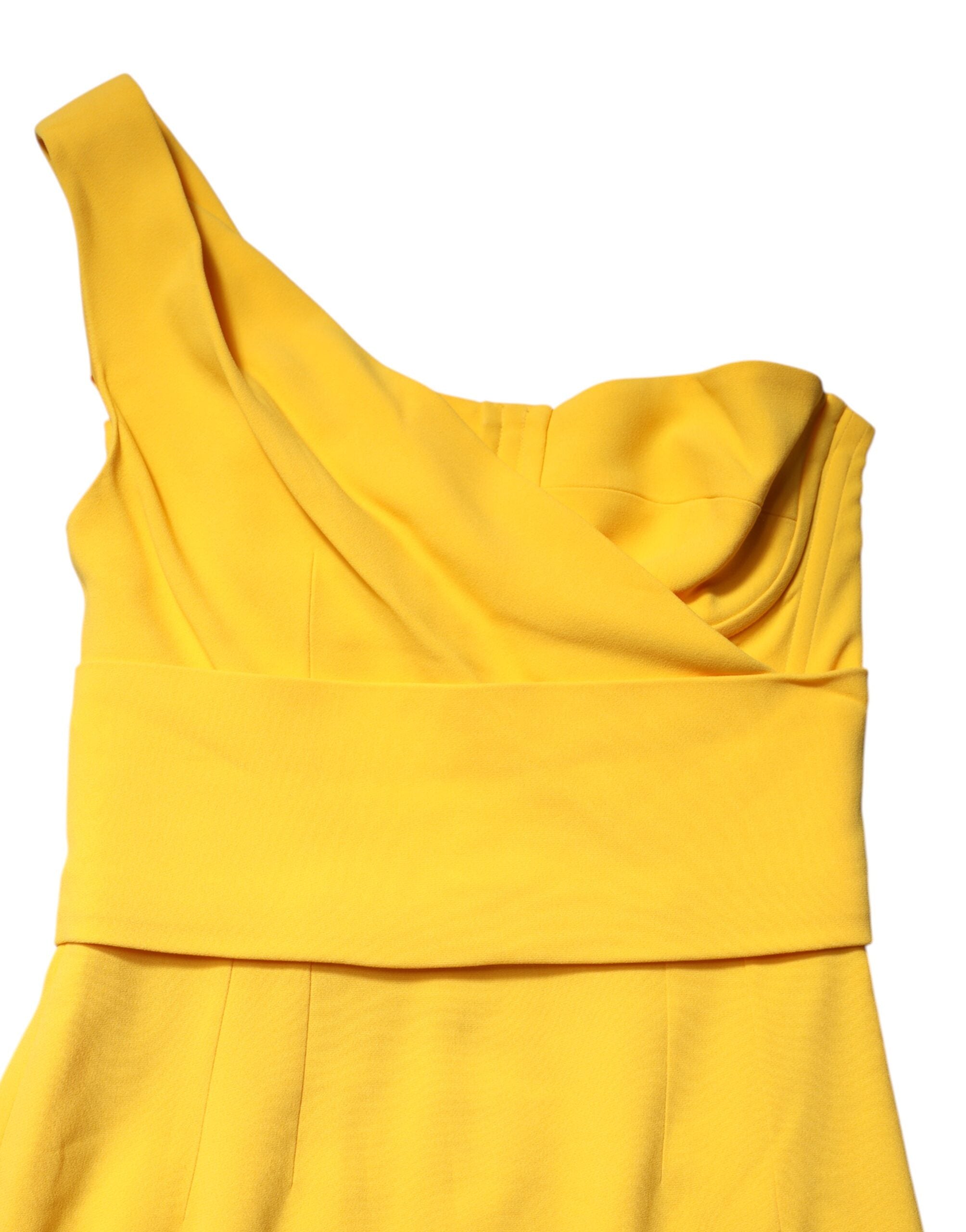 Dolce & Gabbana Yellow One Shoulder Side Slit Sheath Women's Dress (Pre-Owned)
