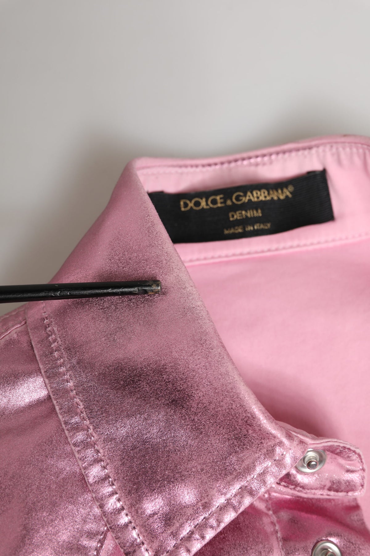 Dolce & Gabbana Pink Cotton Stretch Collared Cropped Women's Jacket (Pre-Owned)