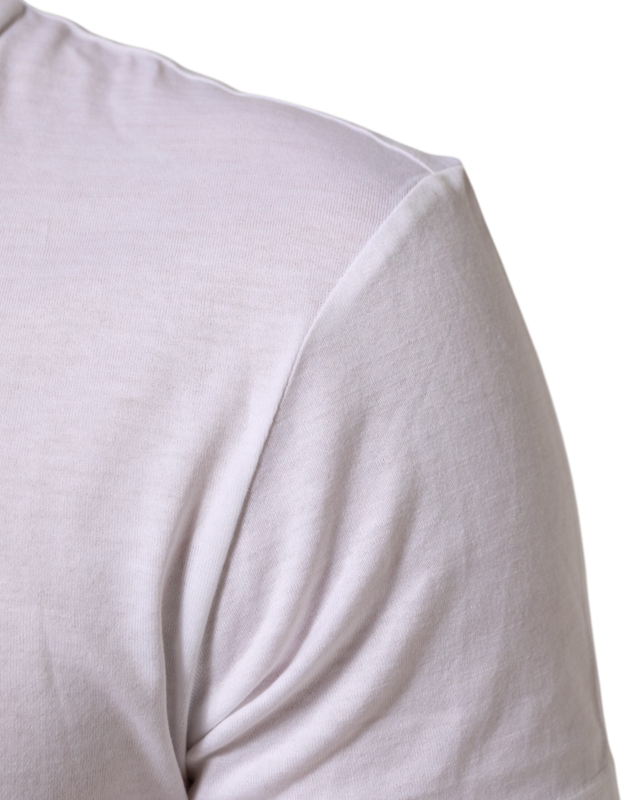 Dolce & Gabbana White Logo Print Cotton Men Crew Neck Men's T-shirt (Pre-Owned)