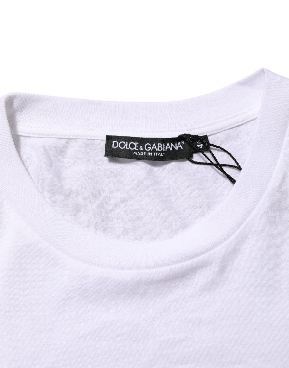 Dolce & Gabbana White Logo Print Cotton Men Crew Neck Men's T-shirt (Pre-Owned)