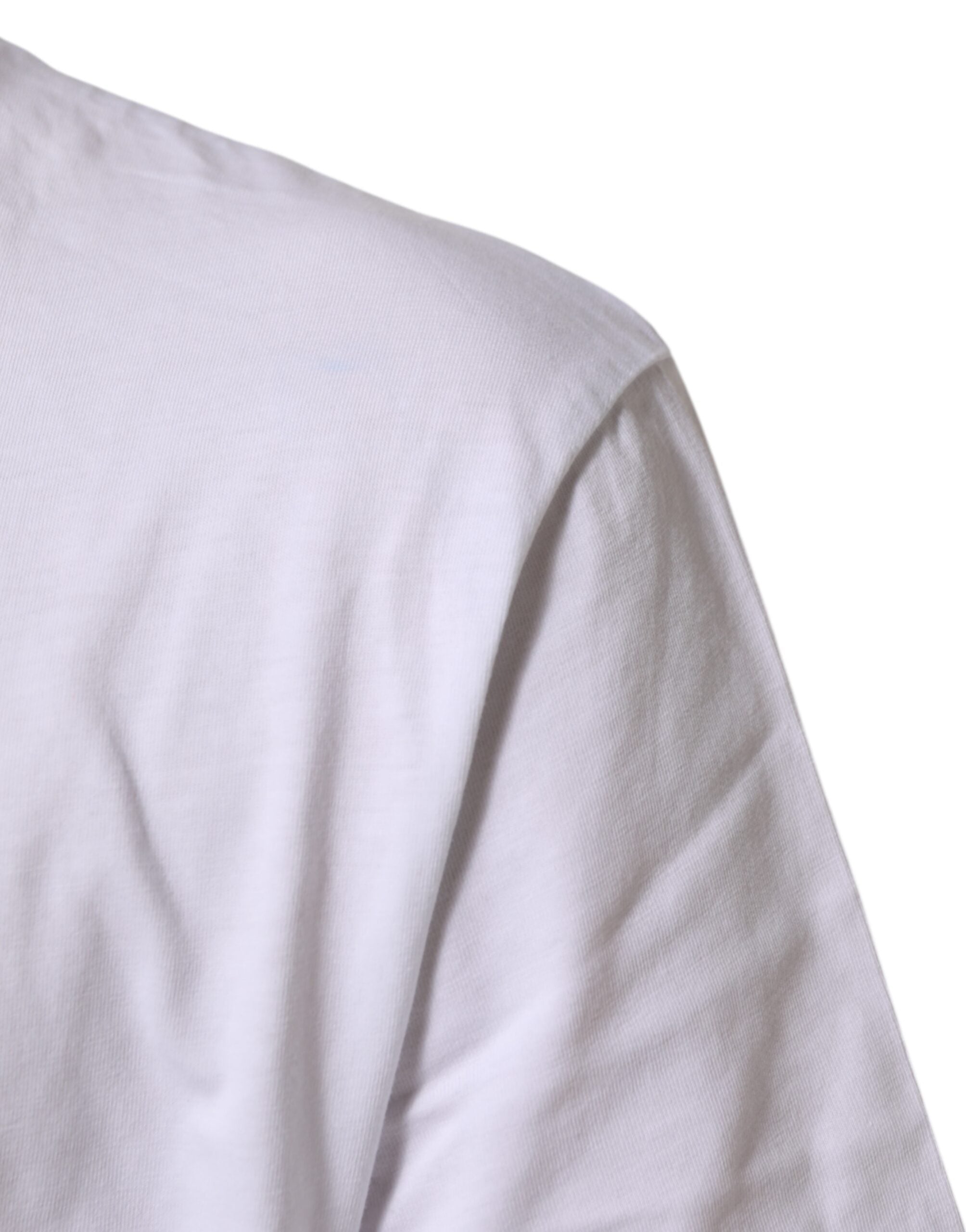 Dolce & Gabbana White Logo Print Cotton Crew Neck Men's T-shirt (Pre-Owned)