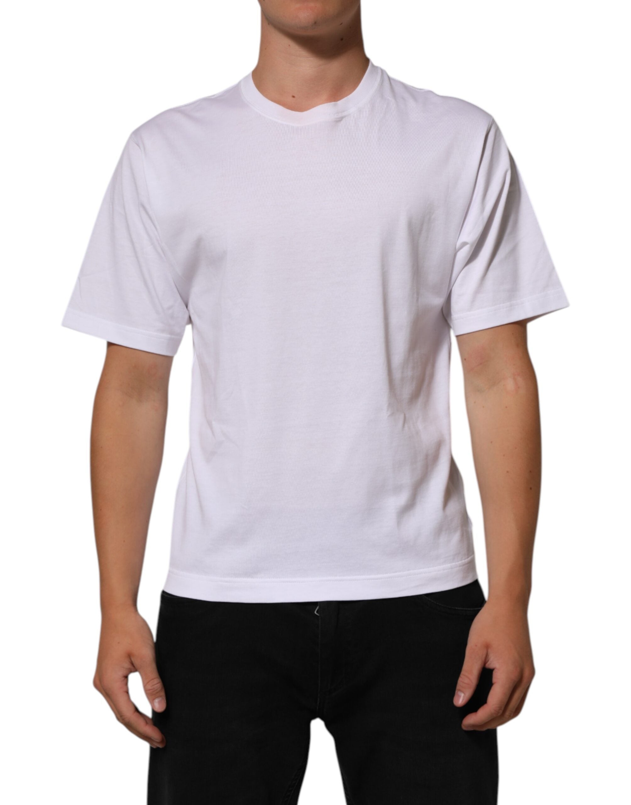 Dolce & Gabbana White Angel Print Cotton Men Crew Neck Men's T-shirt (Pre-Owned)