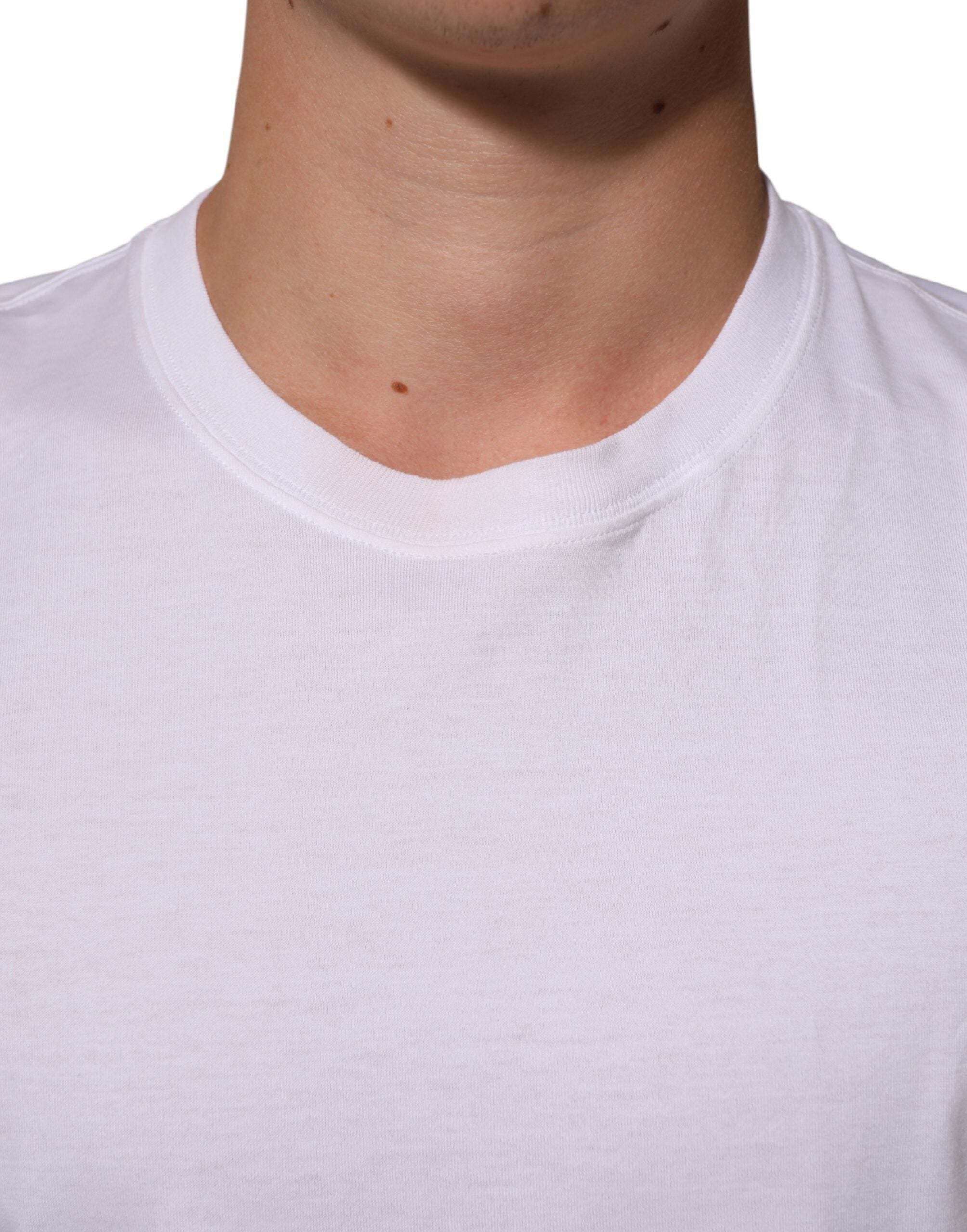 Dolce & Gabbana White Angel Print Cotton Men Crew Neck Men's T-shirt (Pre-Owned)