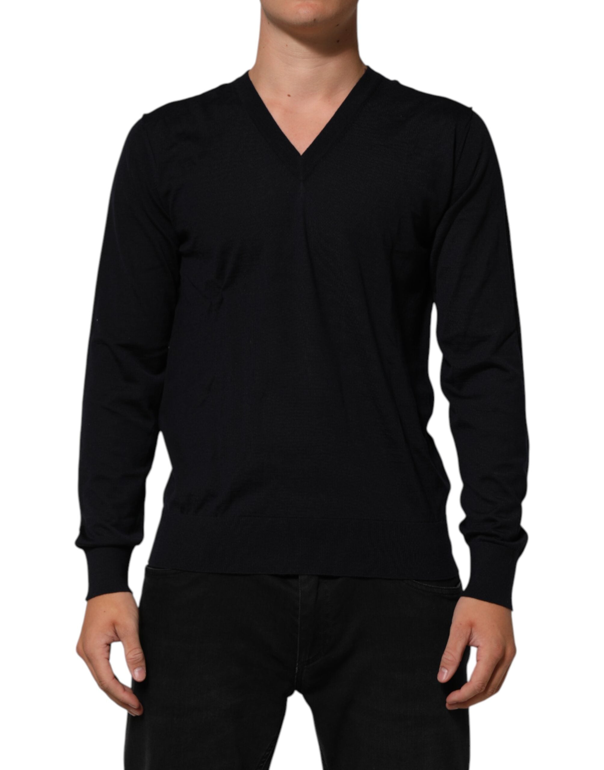 Dolce & Gabbana Black Cashmere Knit V-Neck Pullover Men's Sweater (Pre-Owned)