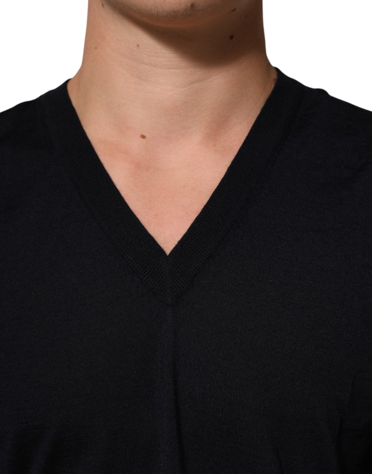 Dolce & Gabbana Black Cashmere Knit V-Neck Pullover Men's Sweater (Pre-Owned)