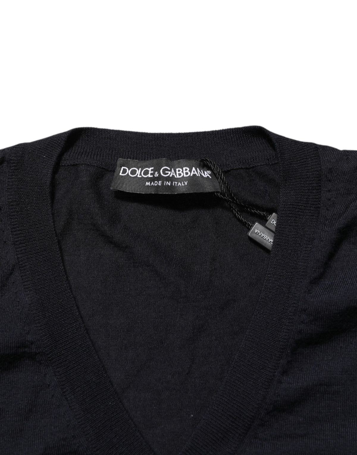 Dolce & Gabbana Black Cashmere Knit V-Neck Pullover Men's Sweater (Pre-Owned)