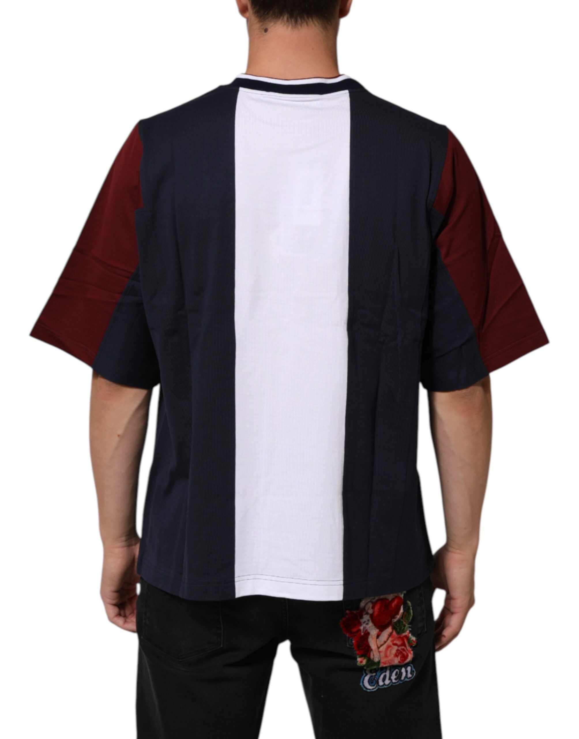 Dolce & Gabbana Multicolor Striped Cotton Men Crew Neck Men's T-shirt