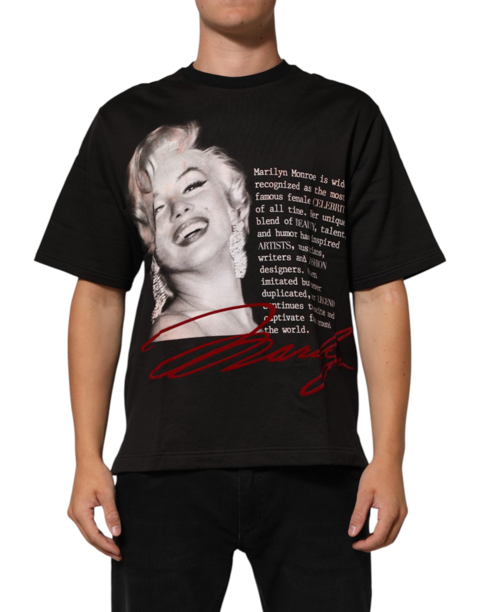 Dolce & Gabbana Black Marilyn Monroe Cotton Crew Neck Men's T-shirt (Pre-Owned)