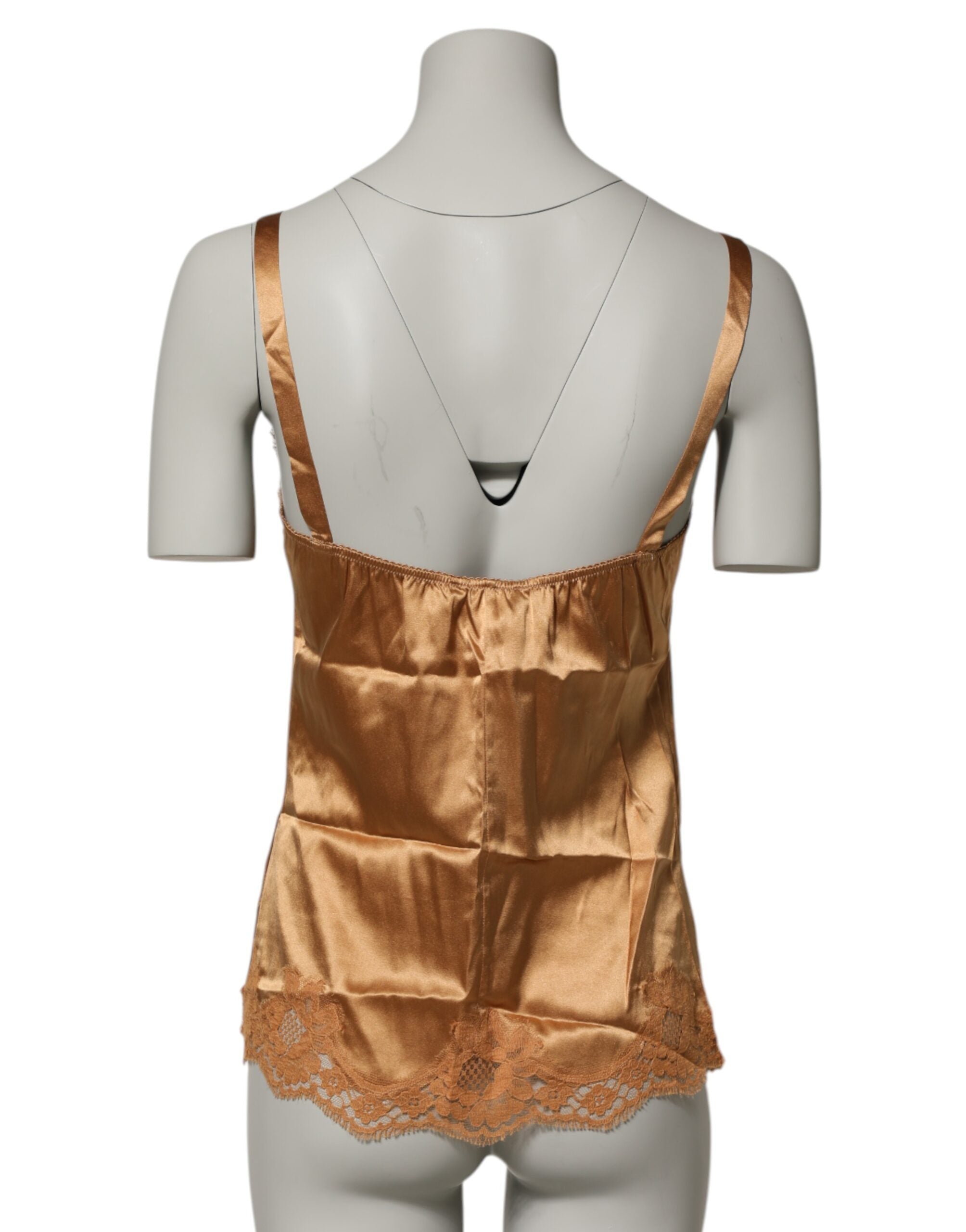 Dolce & Gabbana Brown Floral Lace Silk Satin Tank Lingerie Women's Underwear