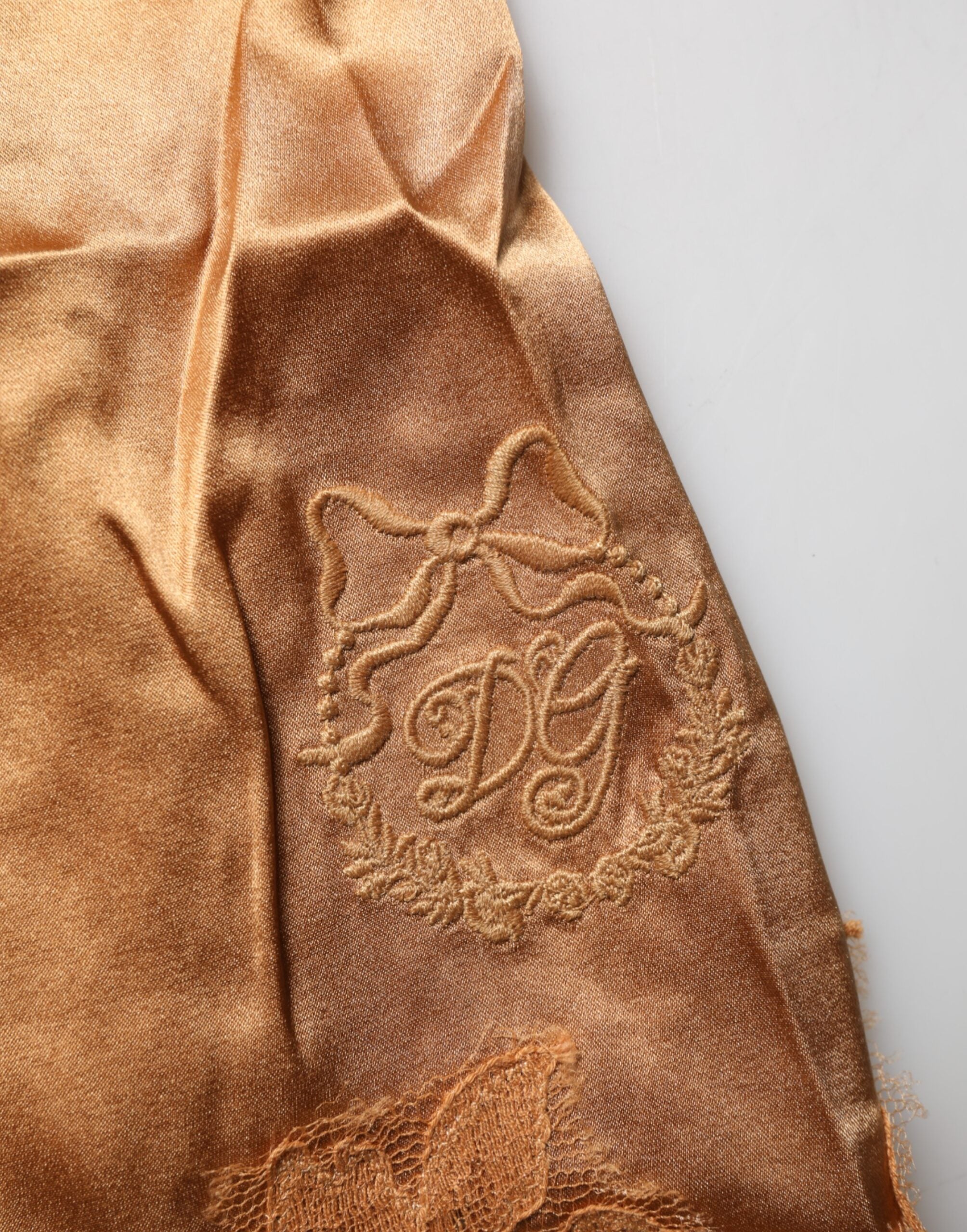 Dolce & Gabbana Brown Floral Lace Silk Satin Tank Lingerie Women's Underwear