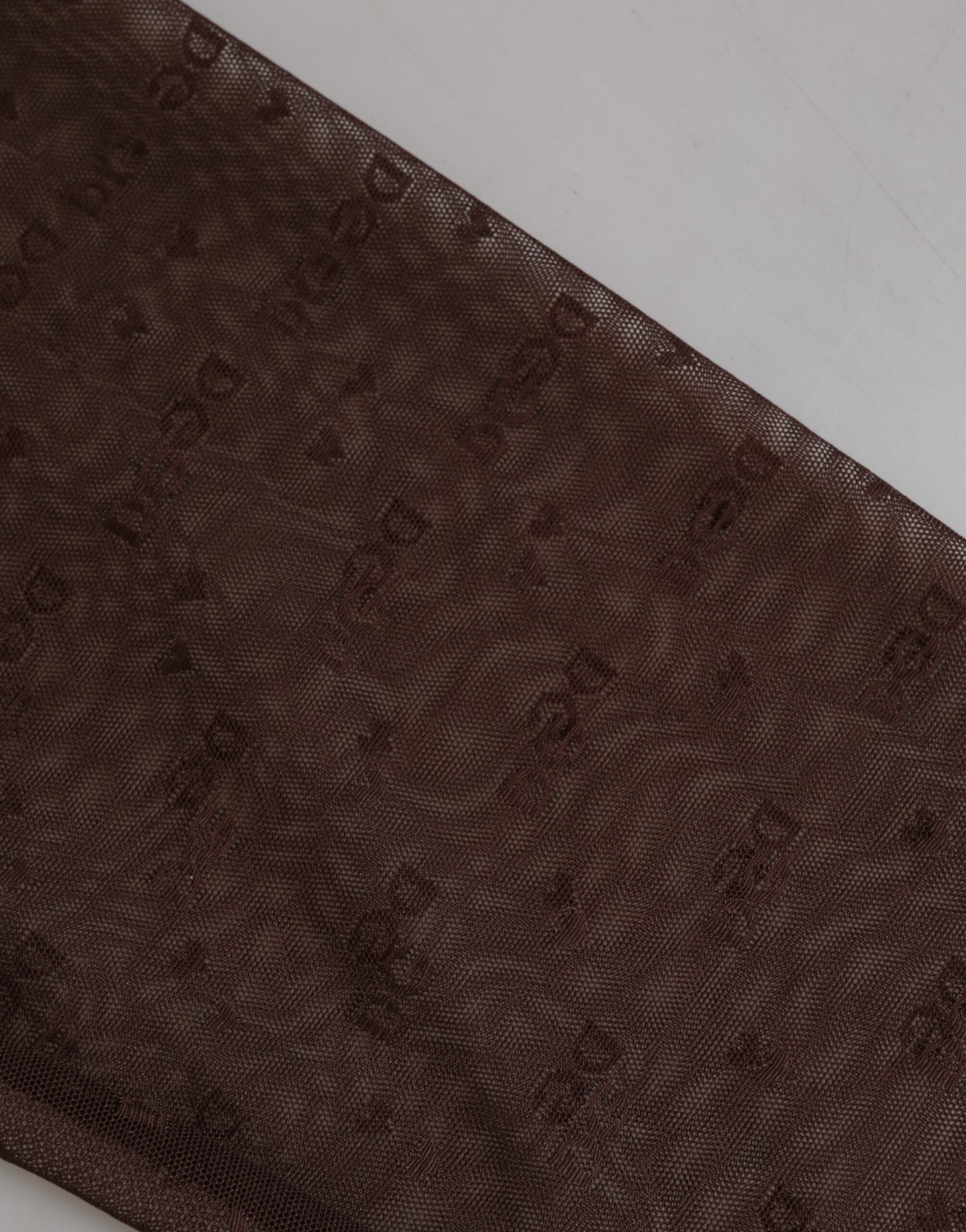 Dolce & Gabbana Brown Nylon Logo Lace Leggings Pants Women's Underwear