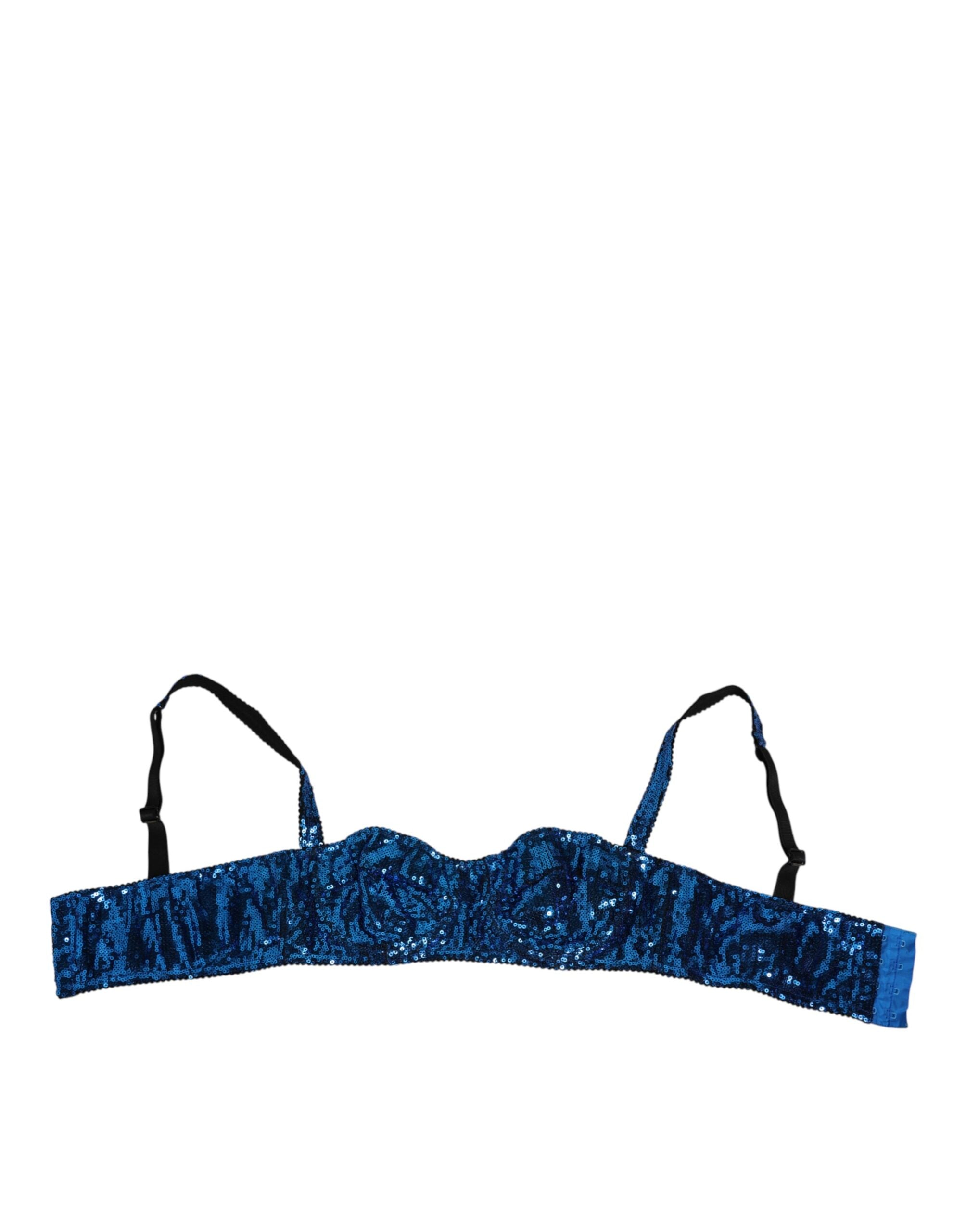 Dolce & Gabbana Blue Sequin Embellished Balconnet Bra Women's Underwear