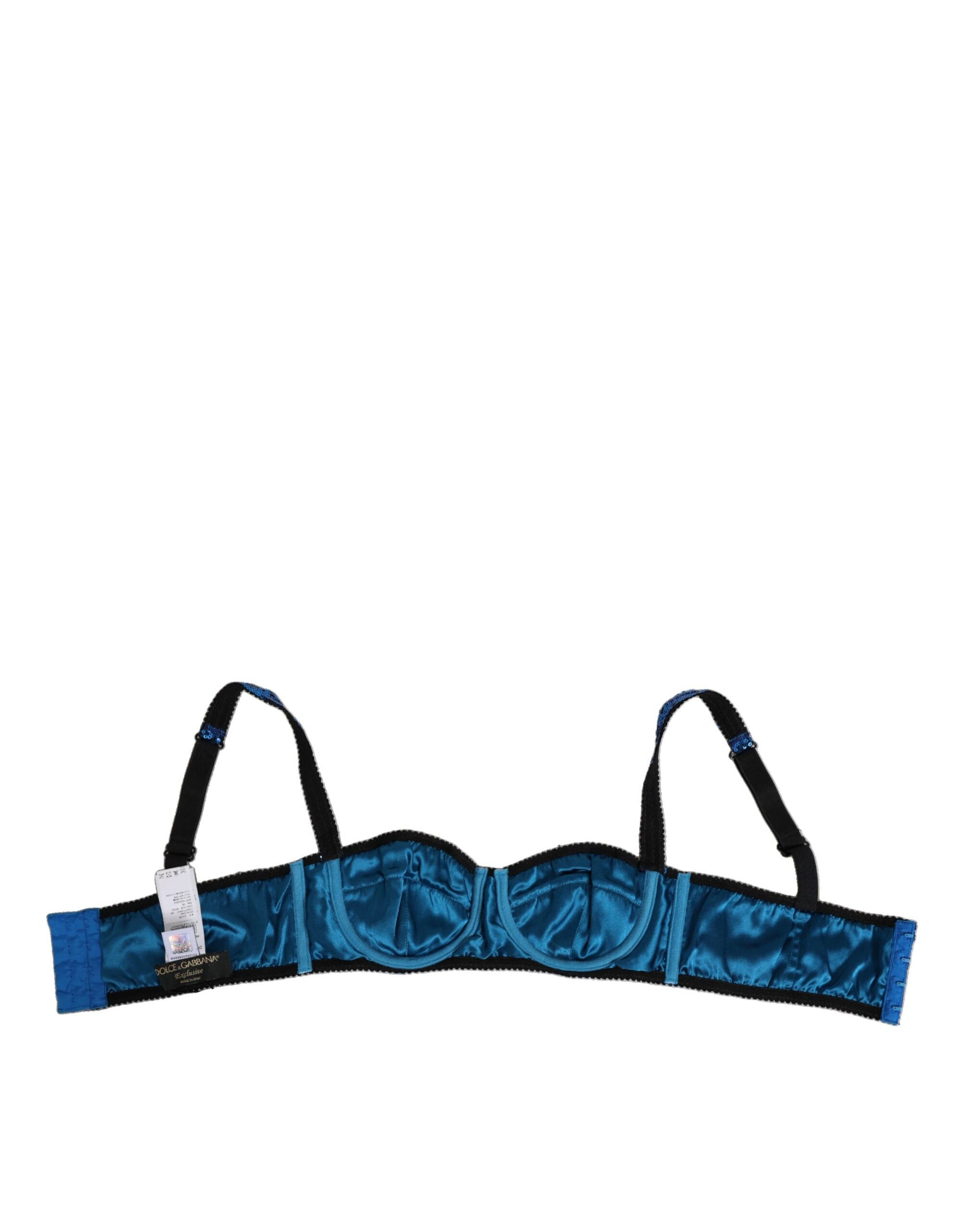 Dolce & Gabbana Blue Sequin Embellished Balconnet Bra Women's Underwear