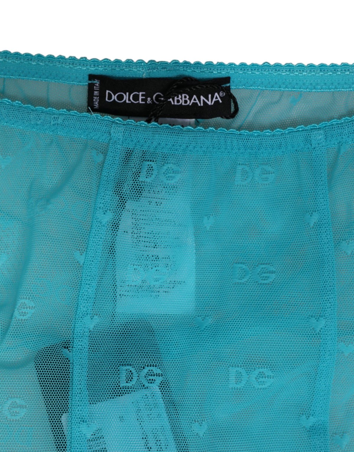 Dolce & Gabbana Light Blue Nylon Logo Lace Leggings Pants Women's Underwear