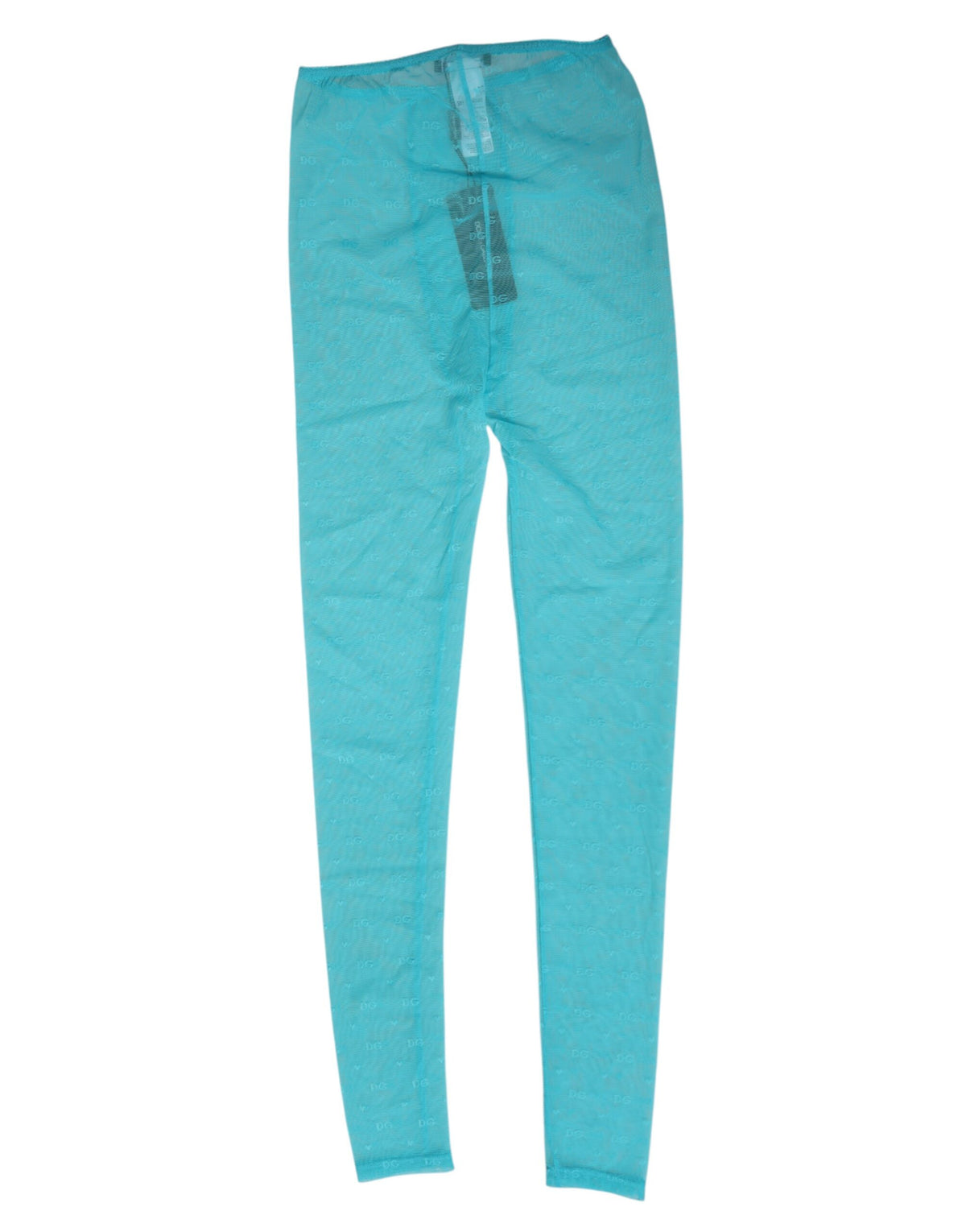 Dolce & Gabbana Light Blue Nylon Logo Lace Leggings Pants Women's Underwear