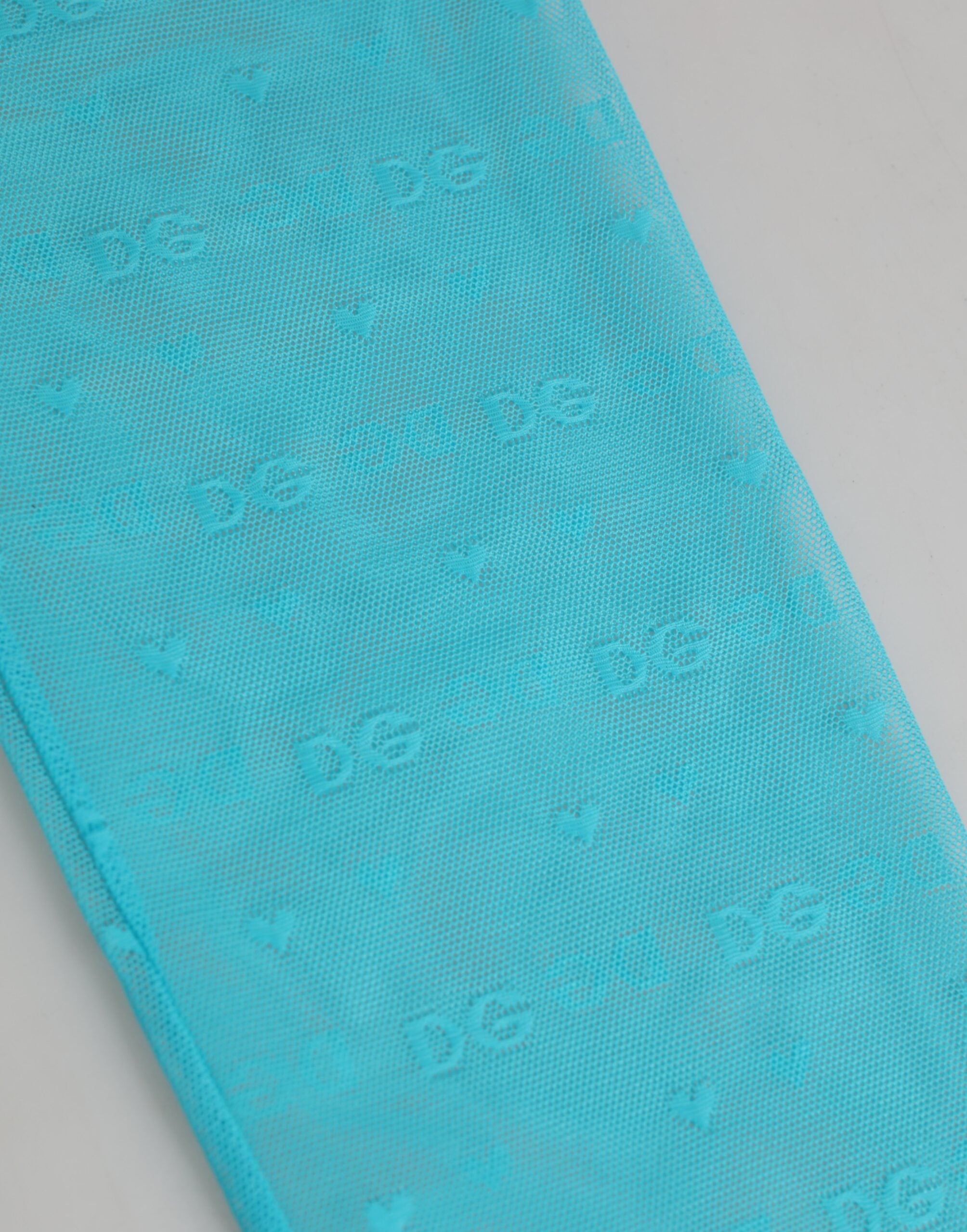Dolce & Gabbana Light Blue Nylon Logo Lace Leggings Pants Women's Underwear