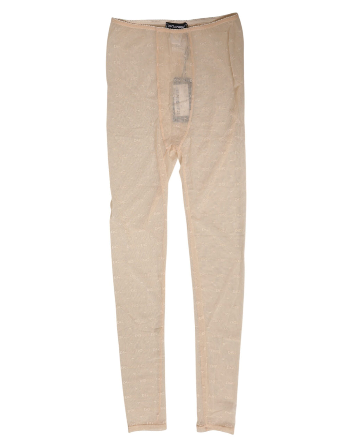 Dolce & Gabbana Beige Nylon Stretch Logo Lace Leggings Women's Underwear