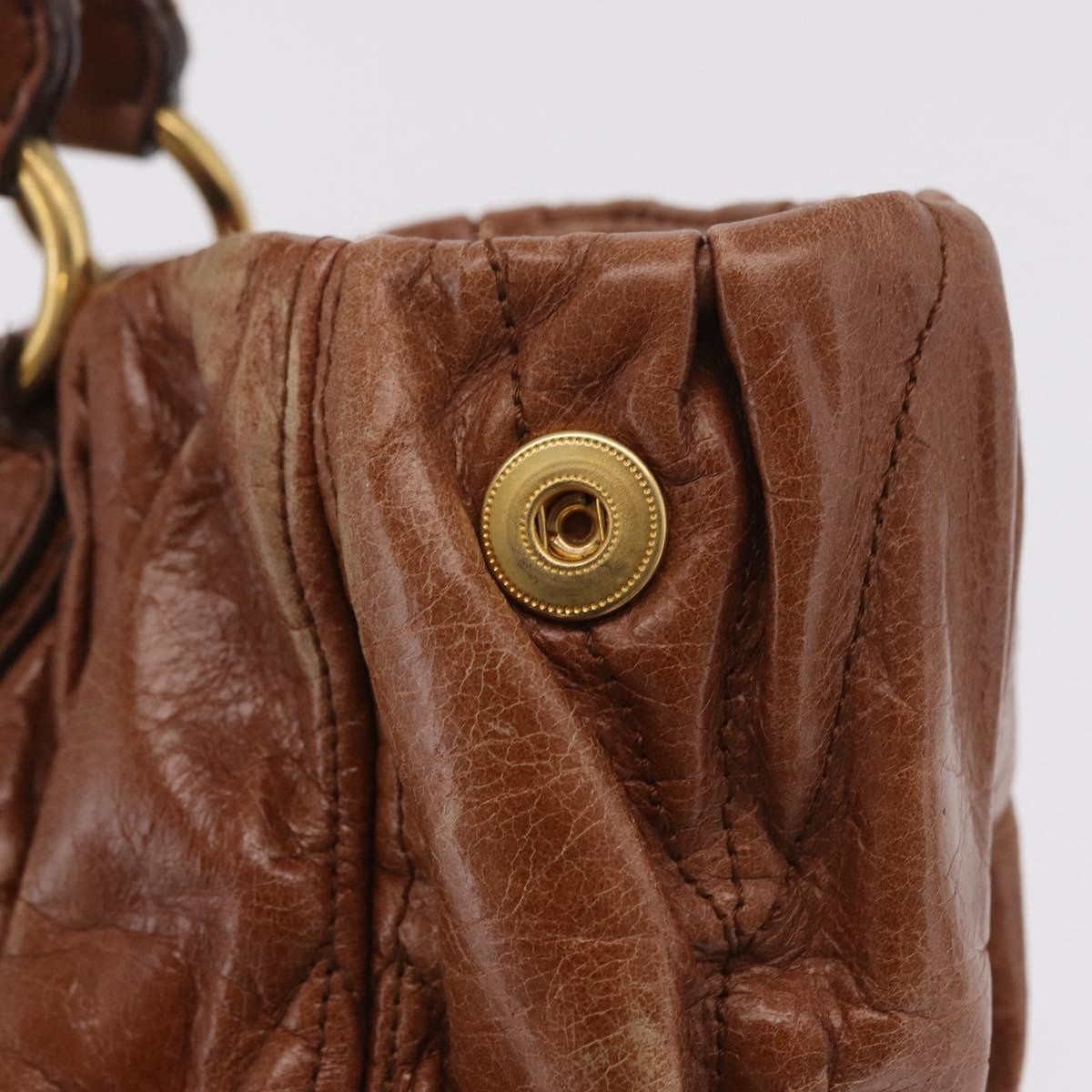 Miu Miu Coffer Satchel Matelasse Leather Brown Leather Handbag (Pre-Owned)