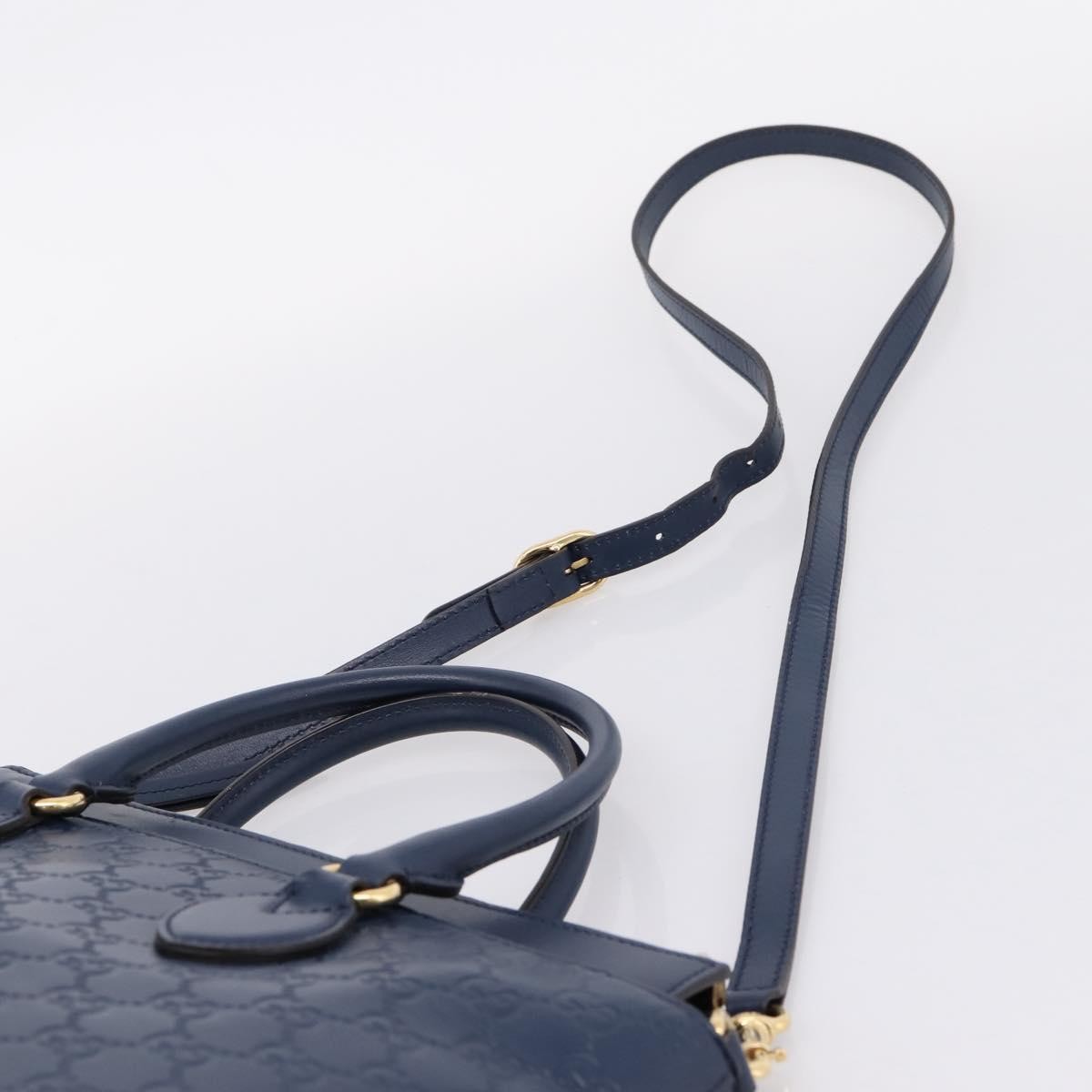 Gucci Linea A Convertible Guccissima Leather Navy Leather Tote Bag Bag (Pre-Owned)
