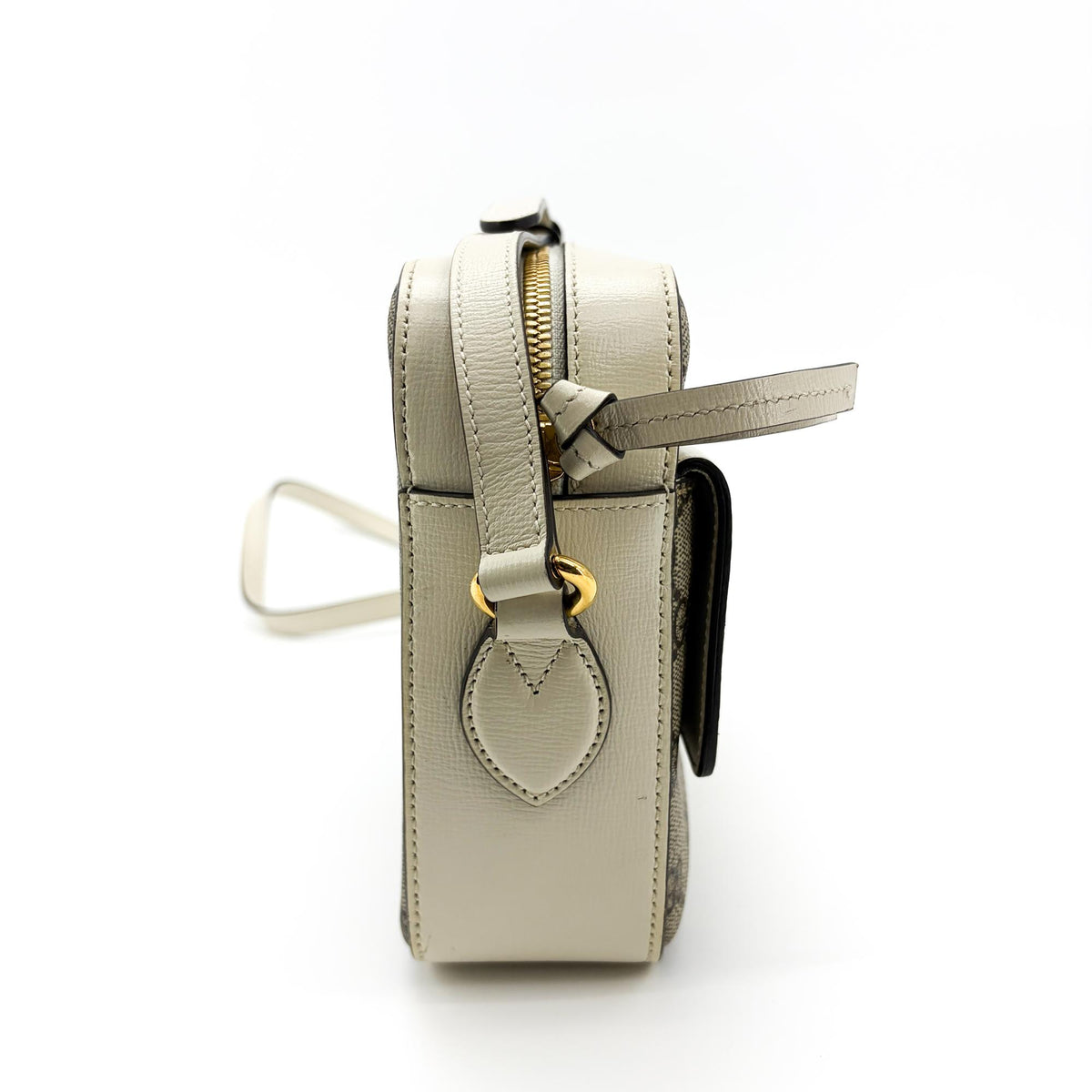 Gucci Horsebit 1955 Flap Pocket Camera Gg Coated Canvas And Leather Beige Canvas Shoulder Bag Bag (Pre-Owned)