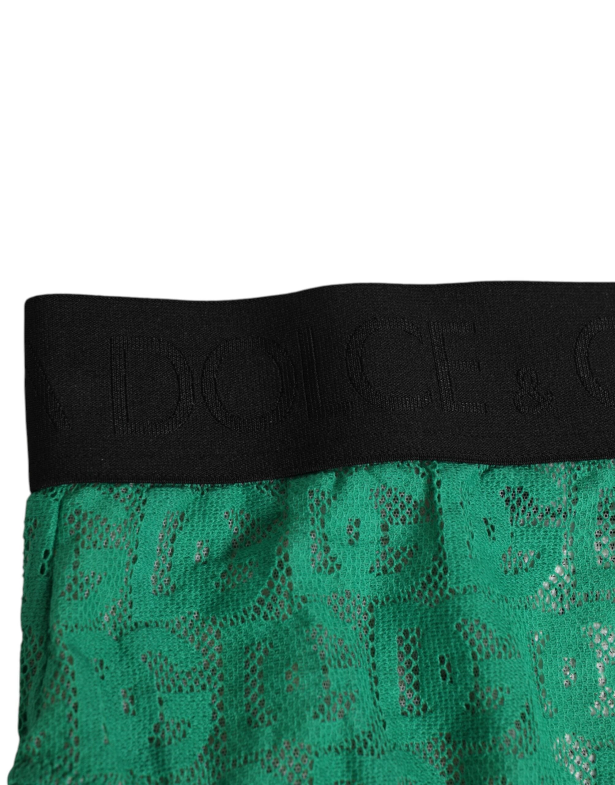 Dolce & Gabbana Green DG Logo Lace High Brief Panty Women's Underwear