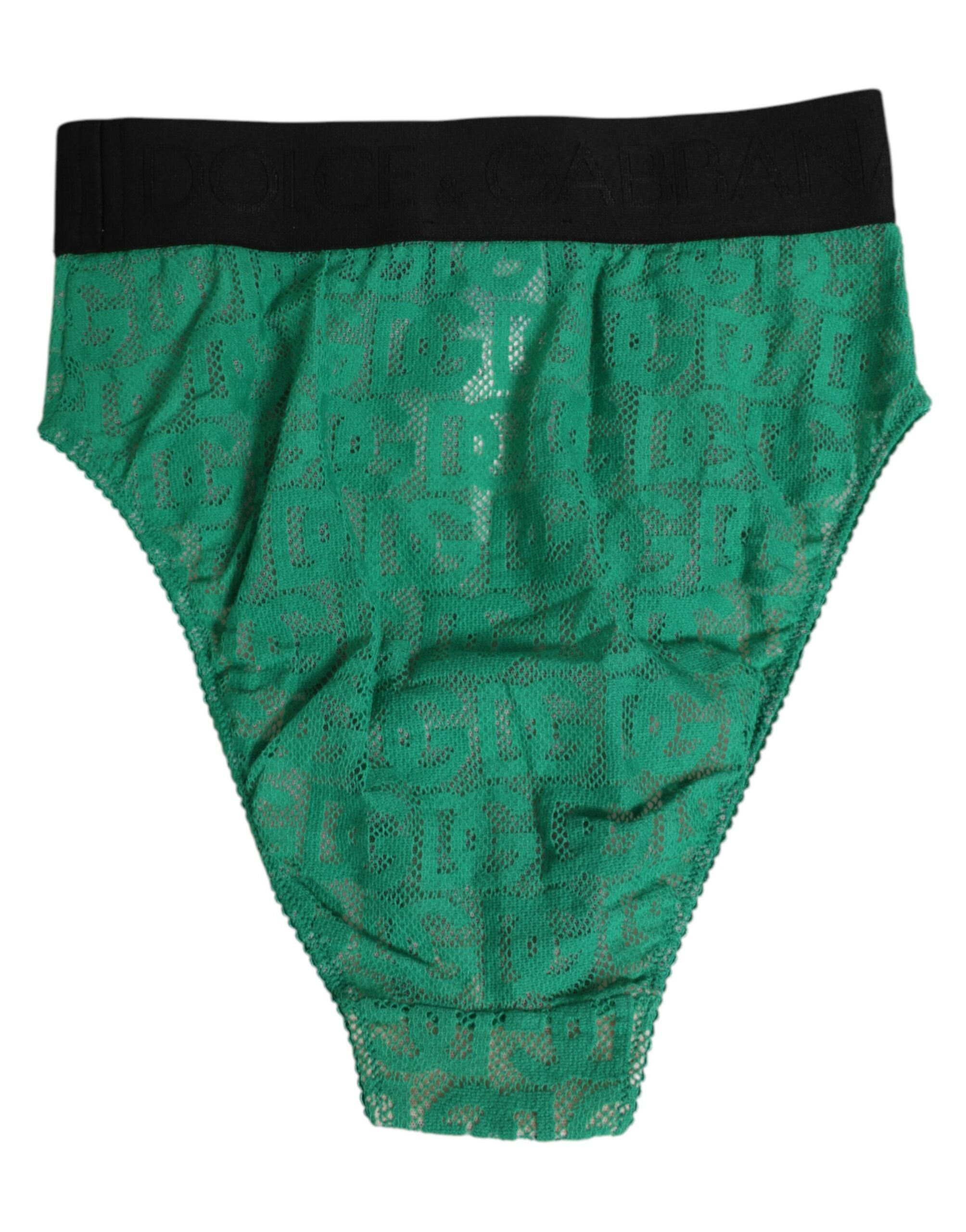 Dolce & Gabbana Green DG Logo Lace High Brief Panty Women's Underwear
