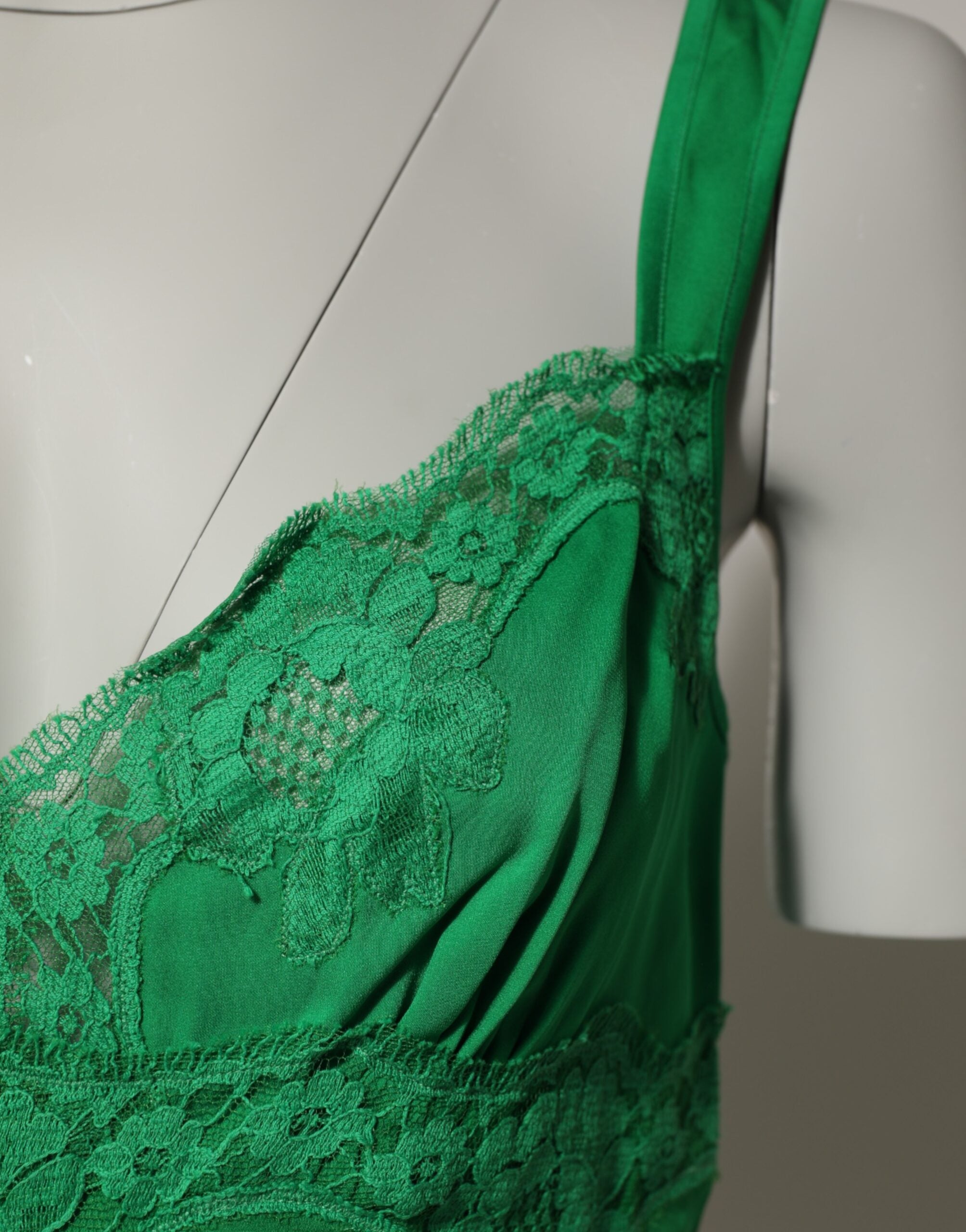 Dolce & Gabbana Green Floral Lace Tank Lingerie Top Women's Underwear